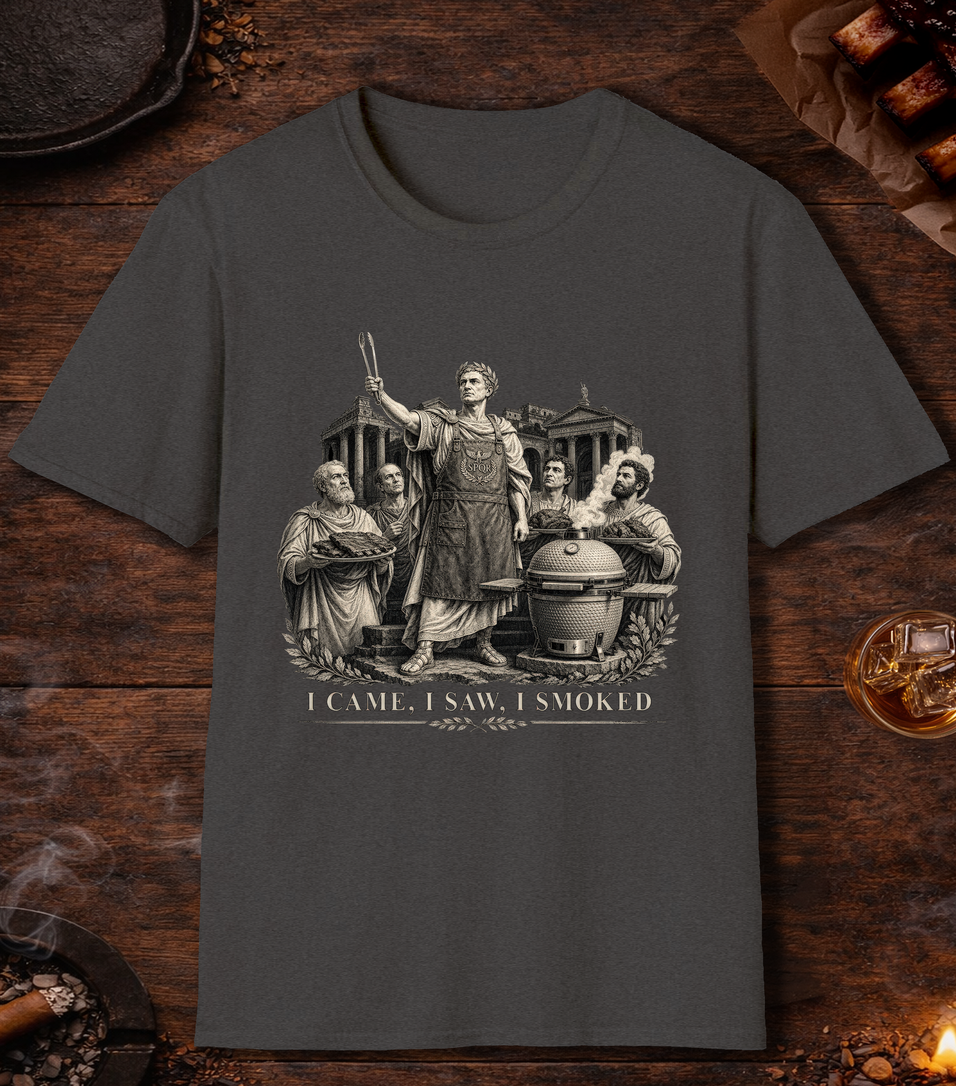 Caesar Came Saw Smoked T-Shirt - Dark Heather