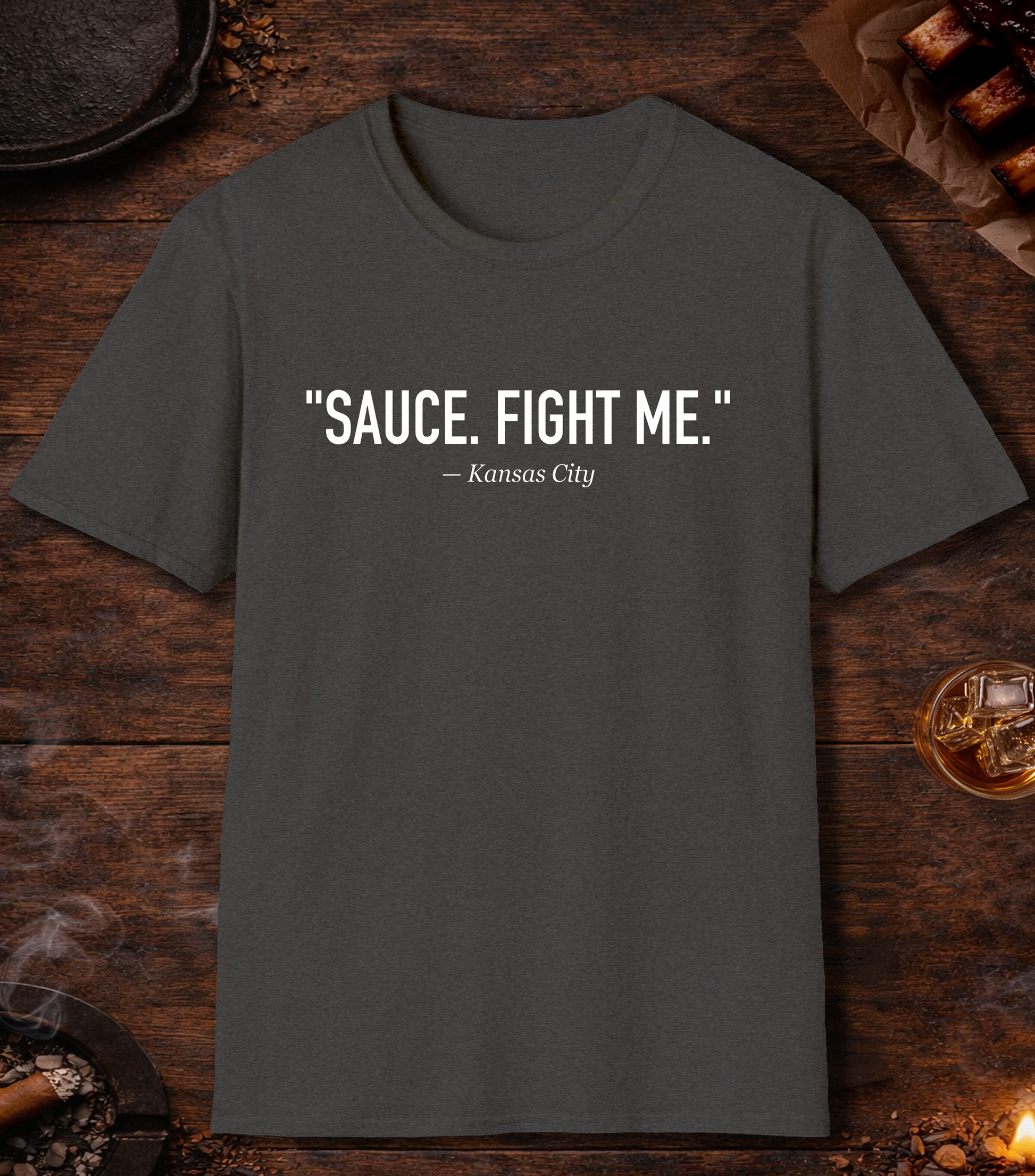 Sauce Fight Me Quote T-Shirt - Dark Heather