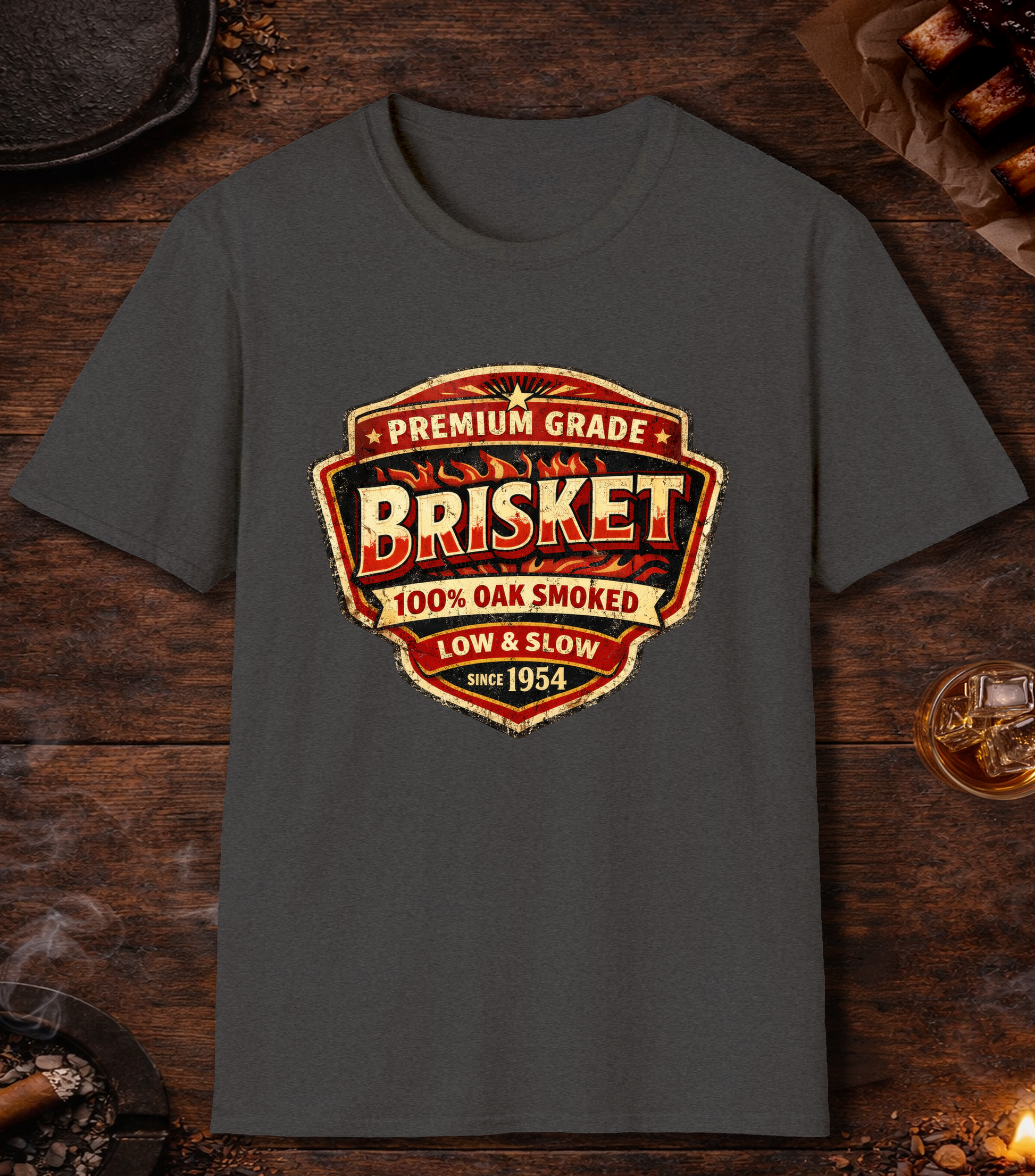 Premium Grade Brisket Vintage T-Shirt - Dark Heather
