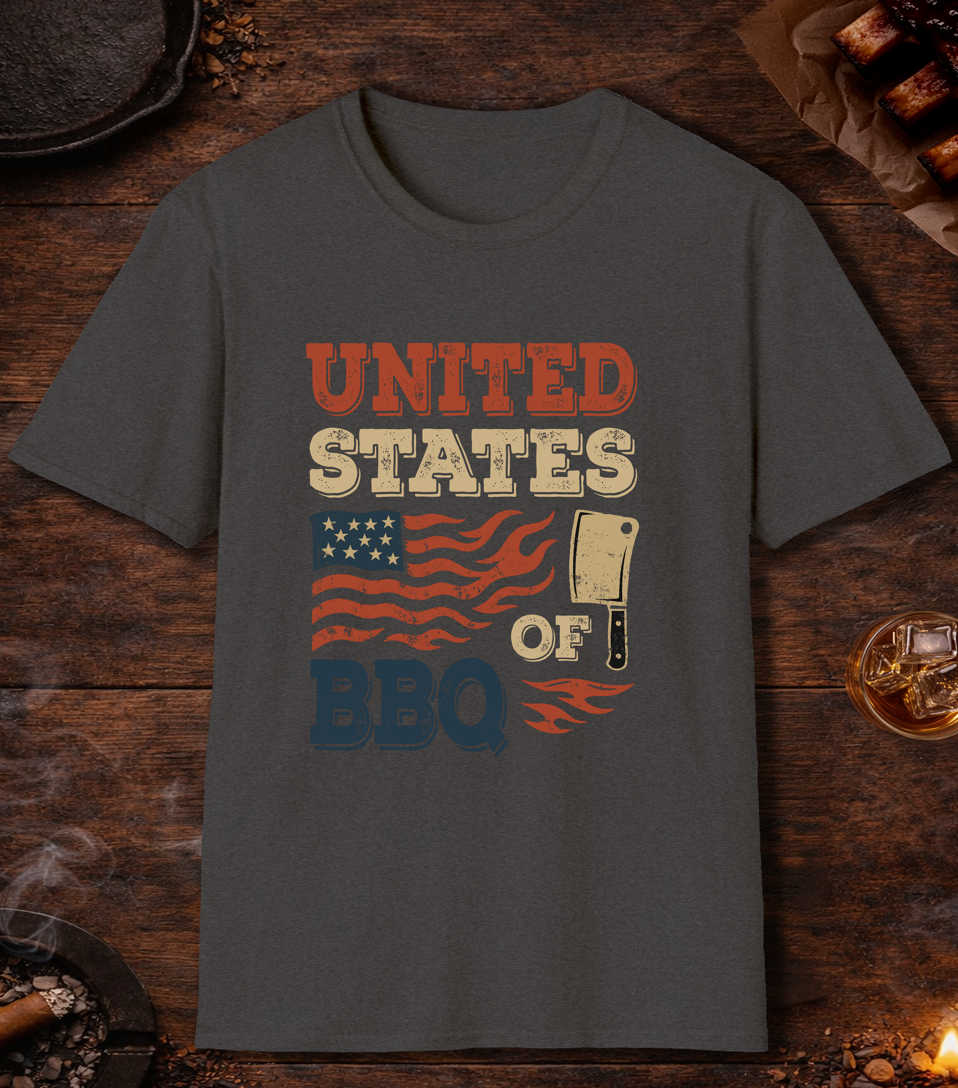 United States Of BBQ T-Shirt - Dark Heather