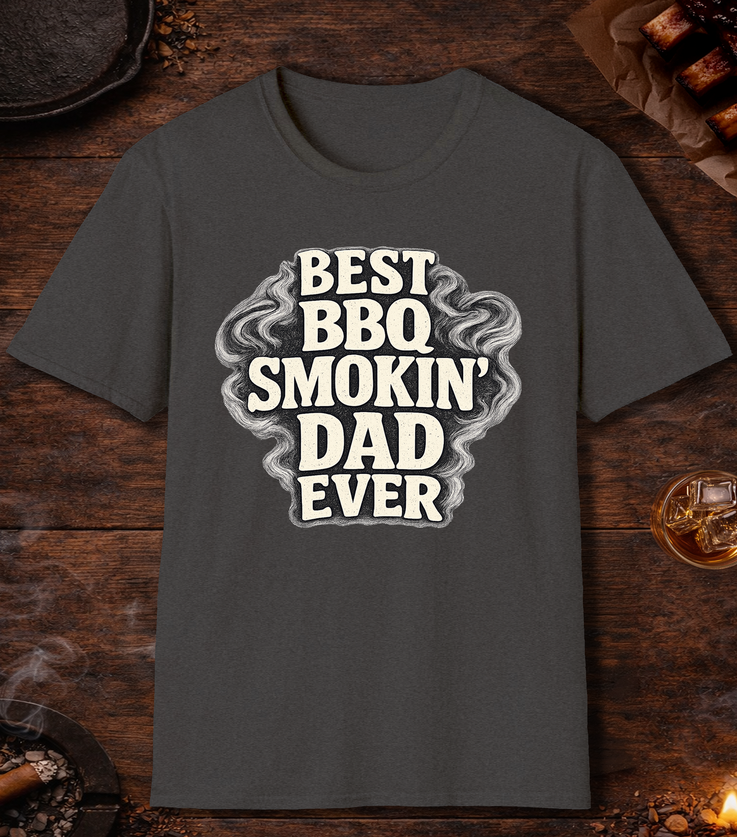 Best BBQ Smokin Dad T-Shirt - Dark Heather