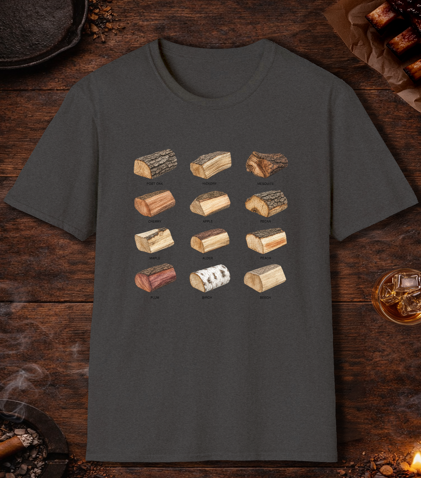 Smoking Wood Black T-Shirt - Dark Heather