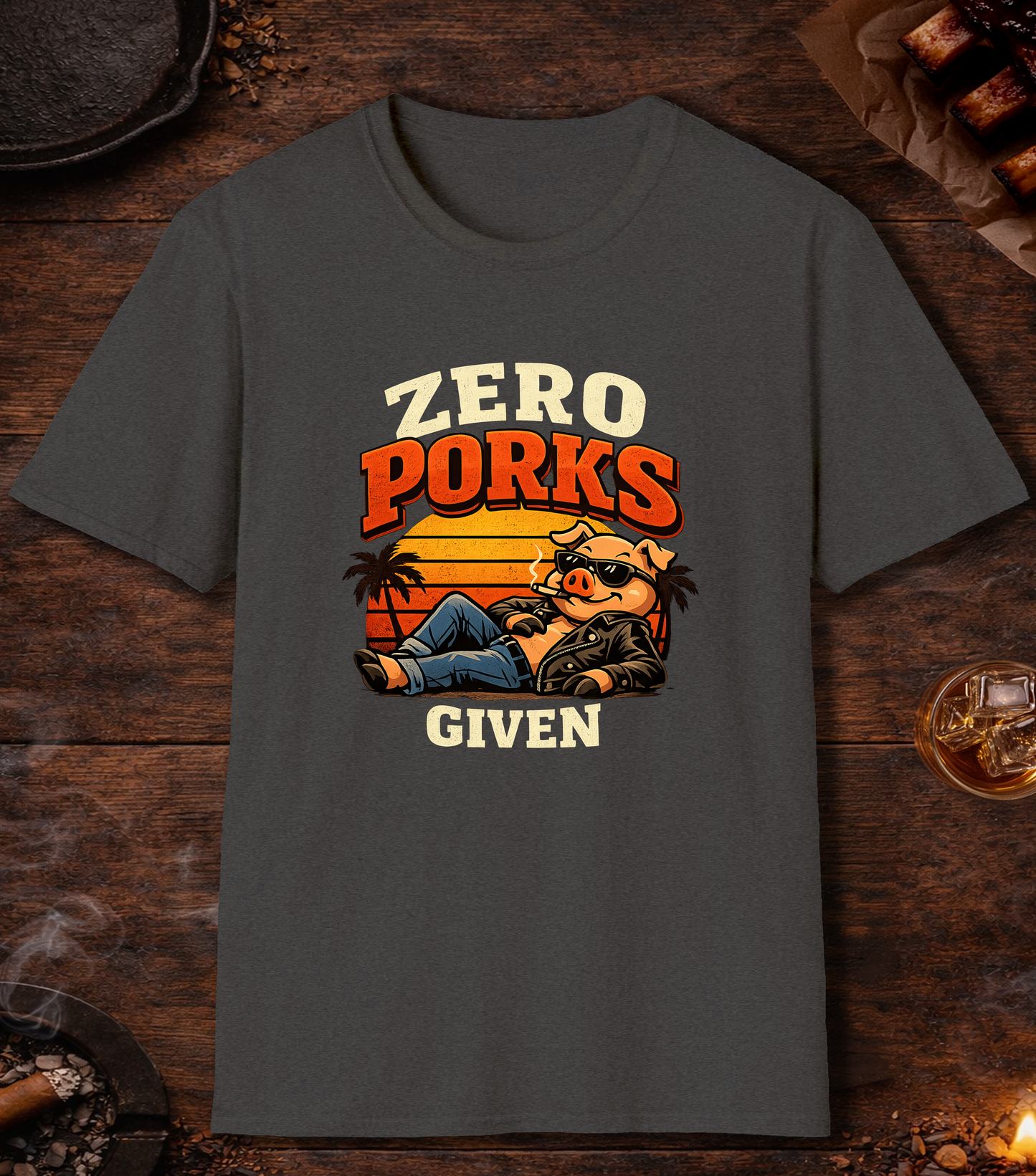 Zero Porks Given T-Shirt - Dark Heather