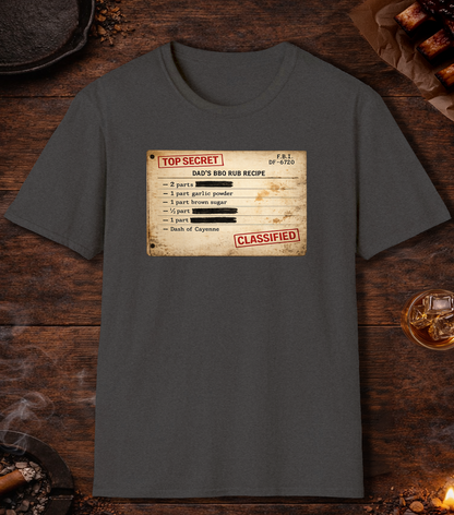 Dads BBQ Rub Recipe T-Shirt - Dark Heather
