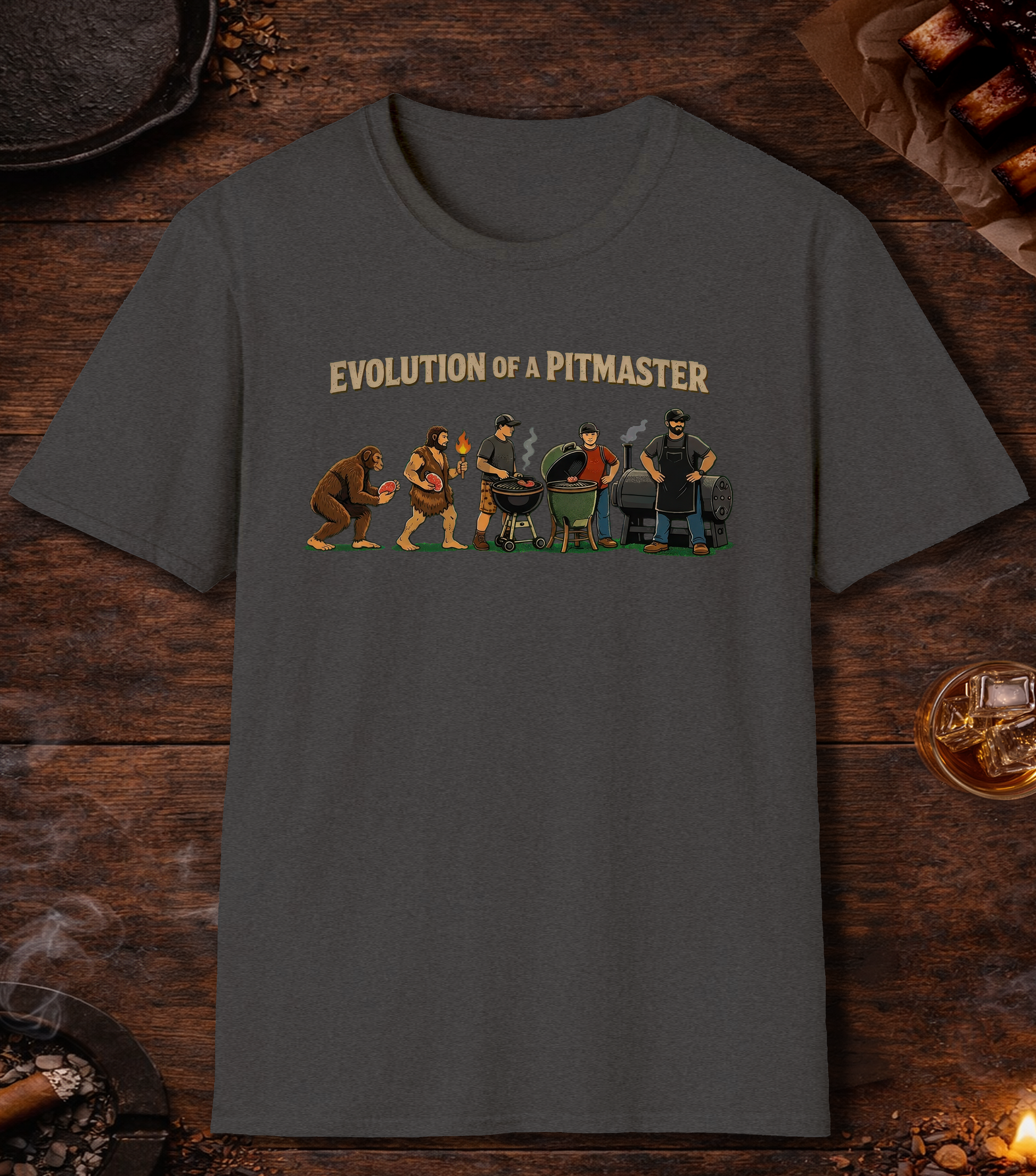 Evolution Of A Pitmaster T-Shirt - Dark Heather