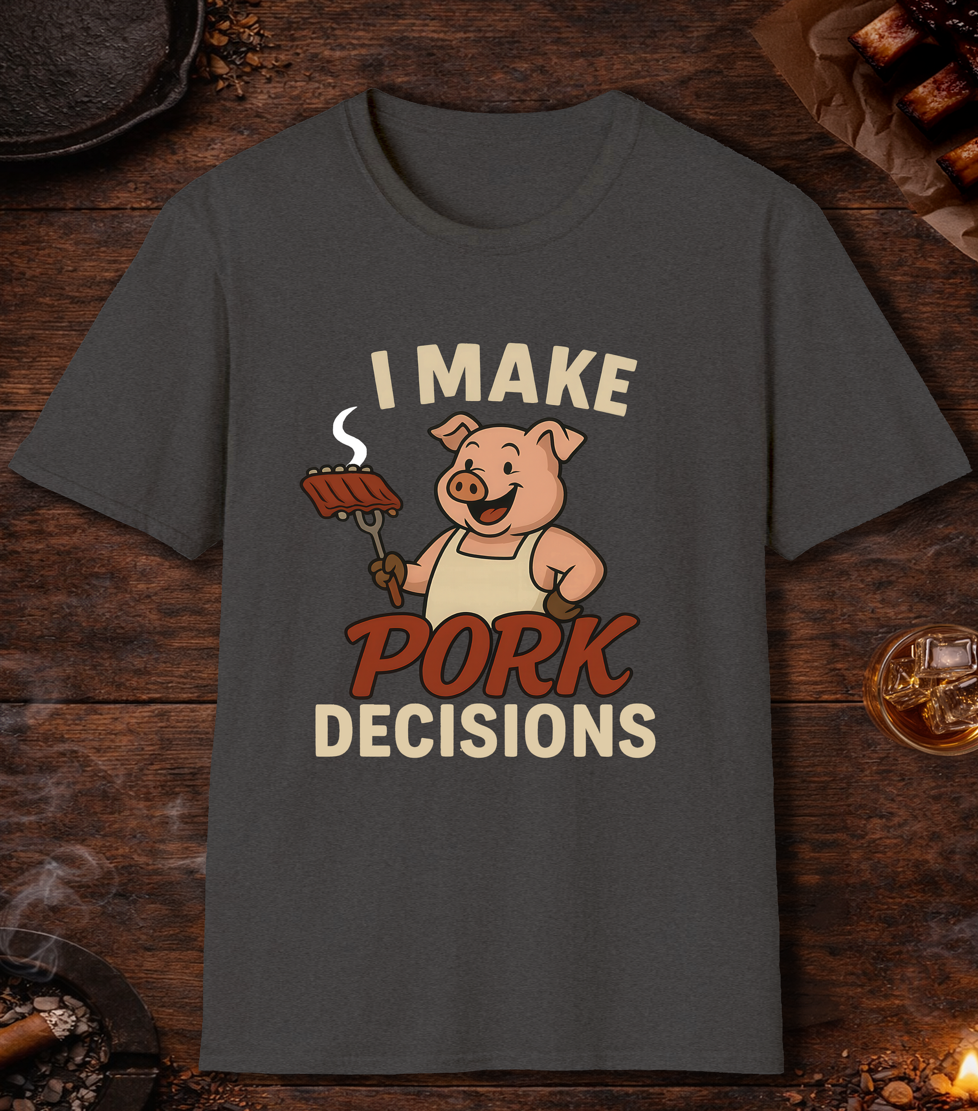 I Make Pork Decisions T-Shirt - Dark Heather