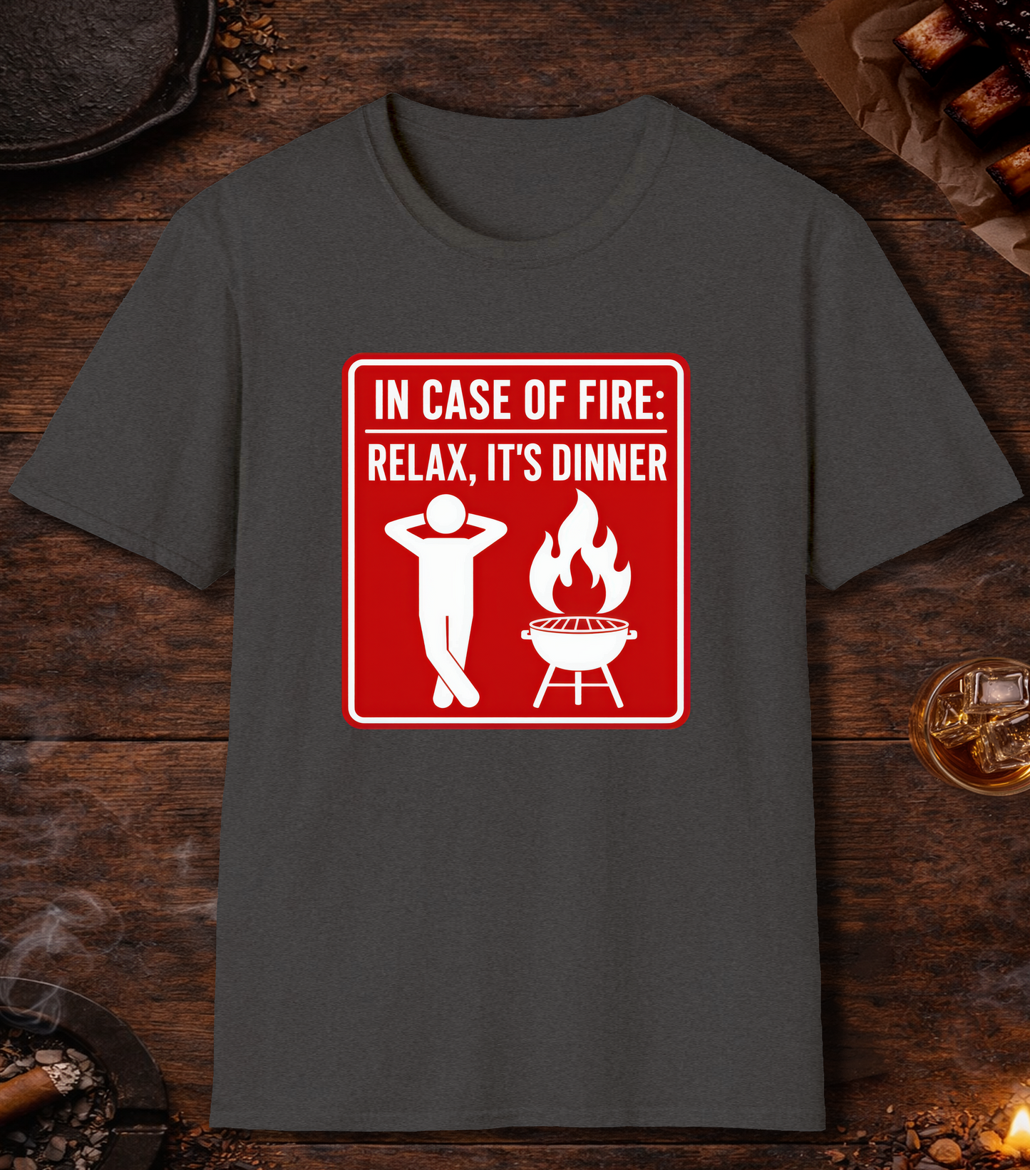 In Case of Fire T-Shirt - Dark Heather