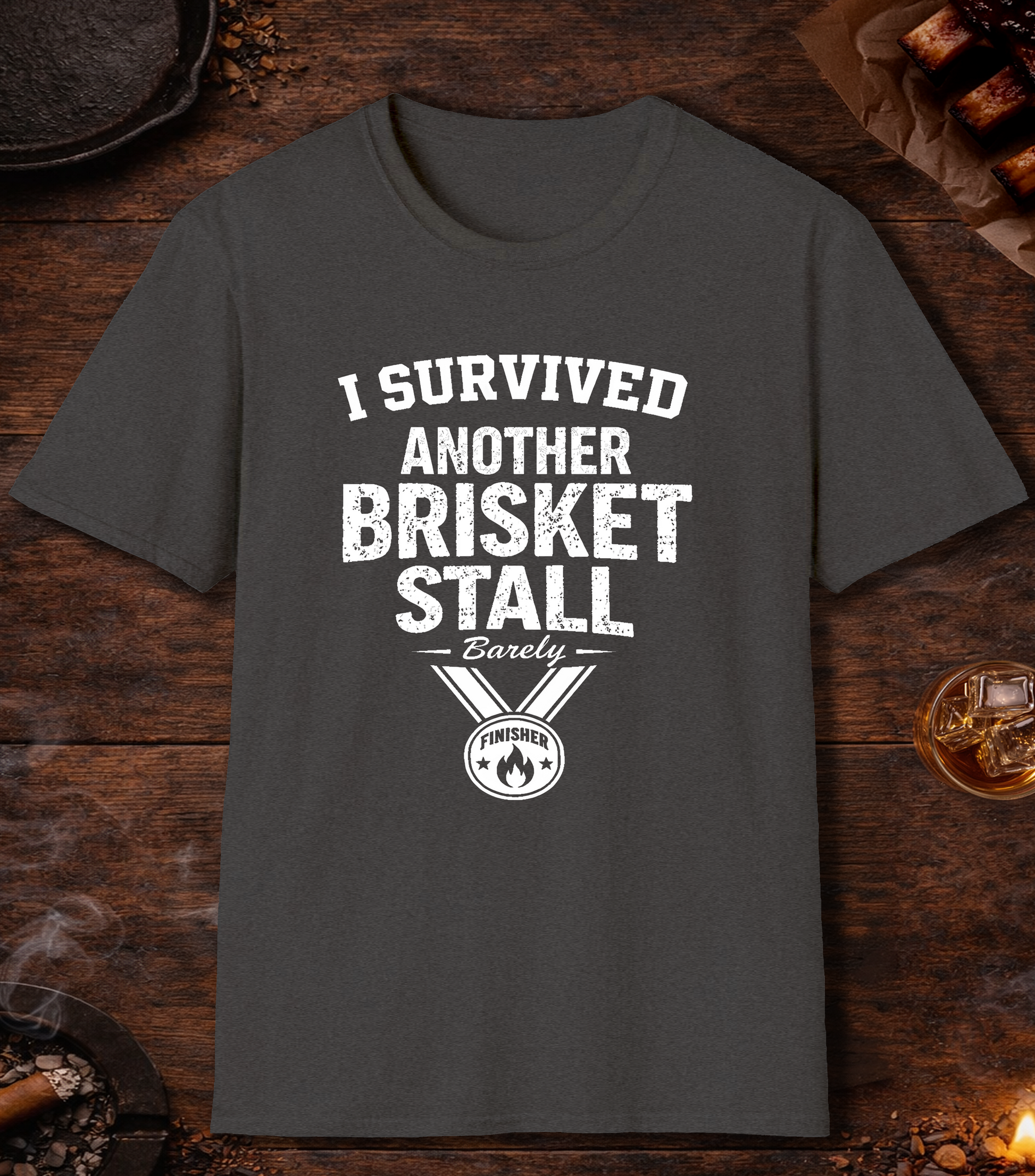 I Survived Another Brisket Stall T-Shirt - Dark Heather