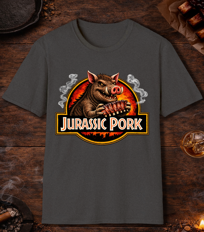 Jurassic Pork Parody T-Shirt - Dark Heather