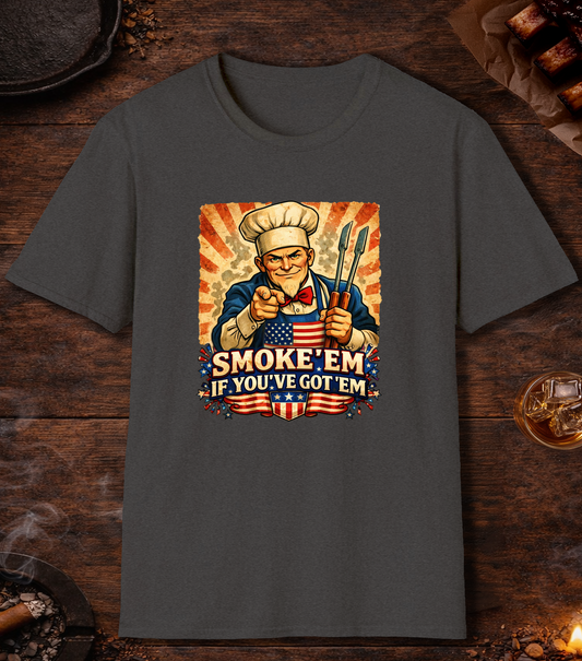 Smoke Em Uncle Sam T-Shirt - Dark Heather