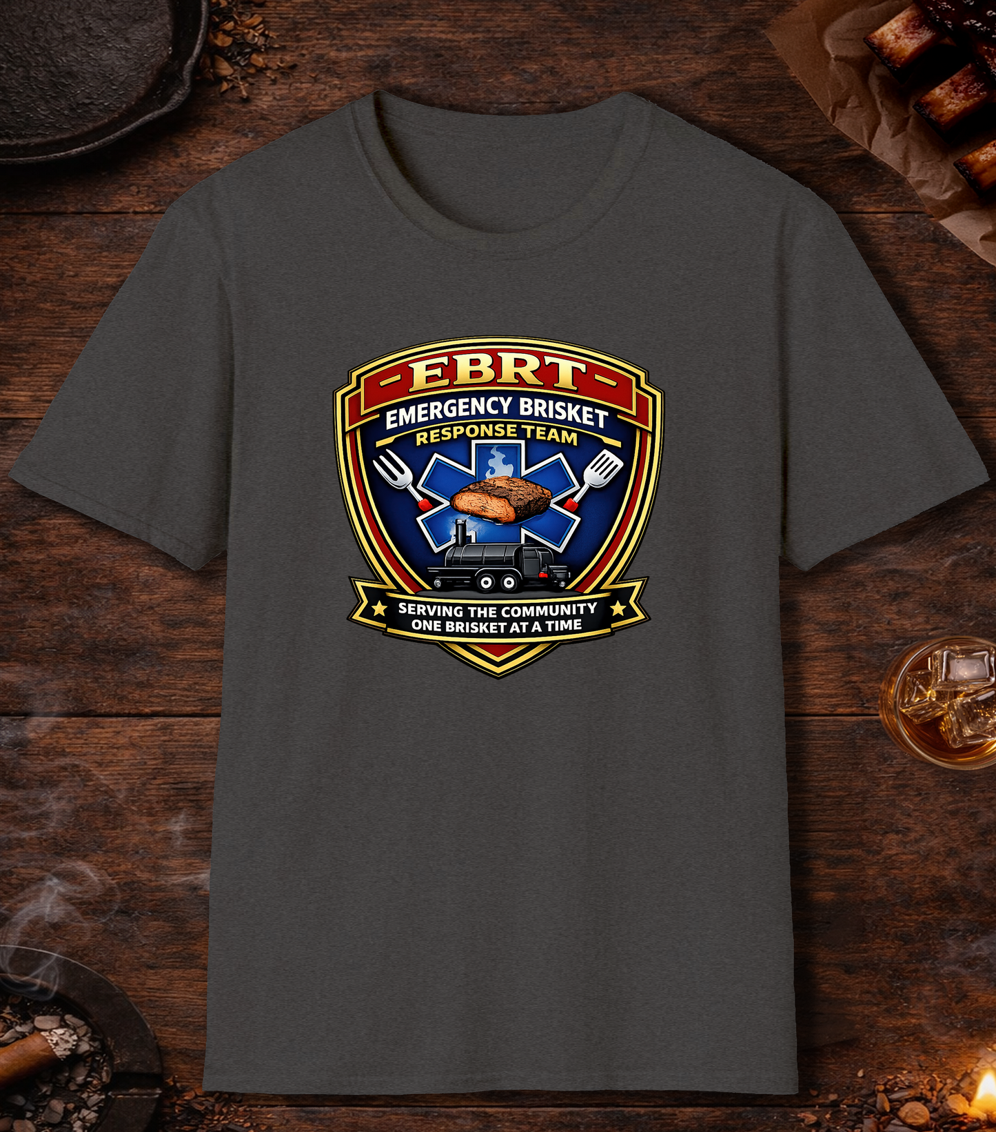 Emergency Brisket Response T-Shirt - Dark Heather