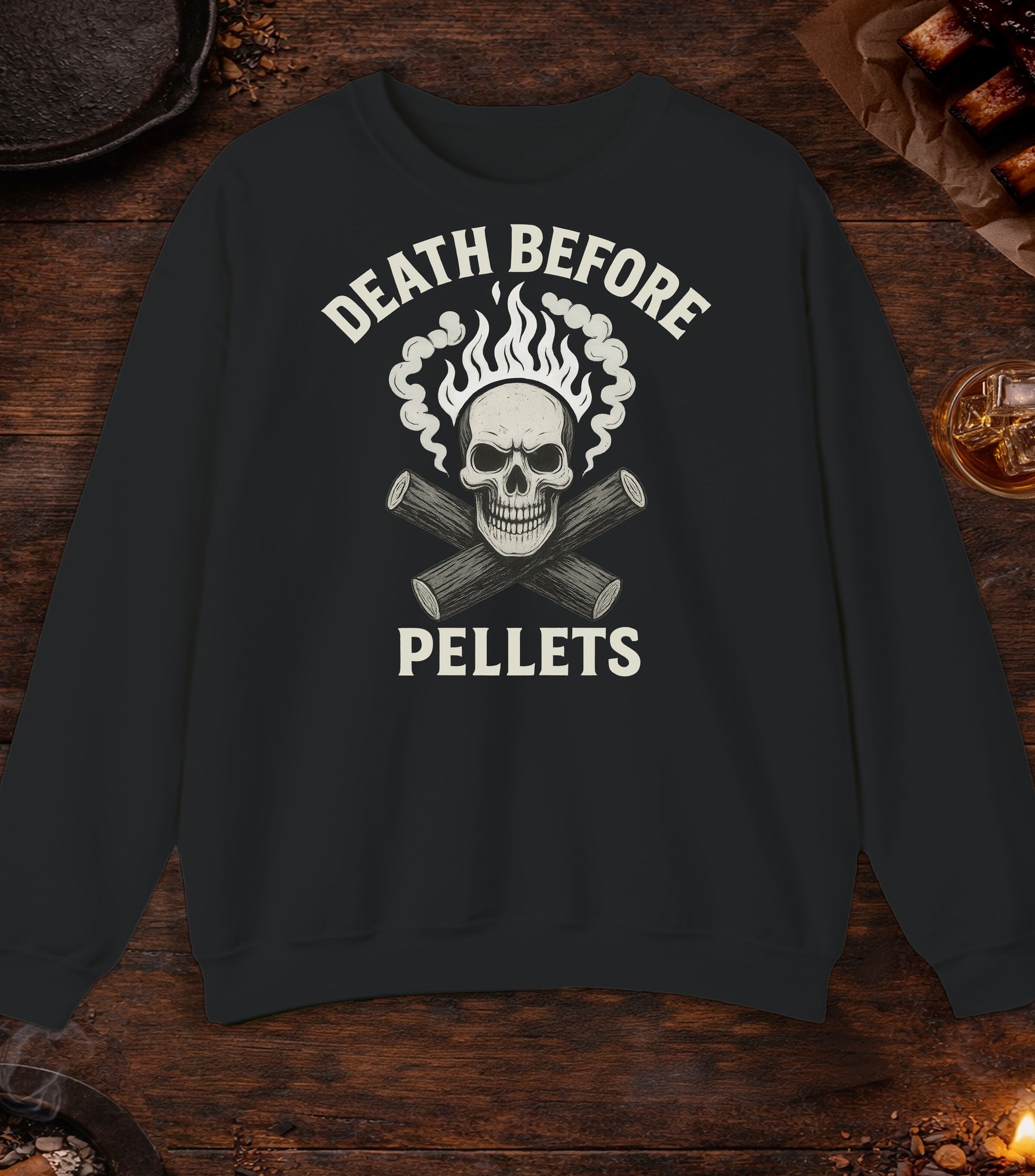 Death Before Pellets White Crewneck - Black