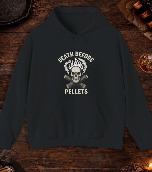 Death Before Pellets White Hoodie - Black