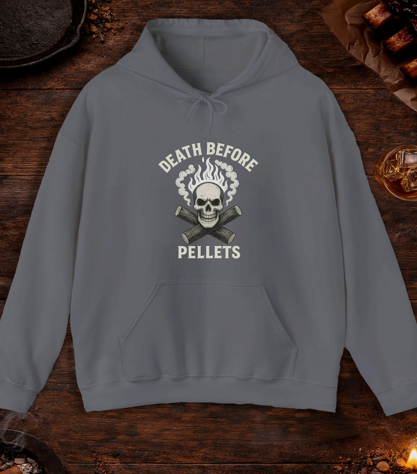 Death Before Pellets White Hoodie - Charcoal