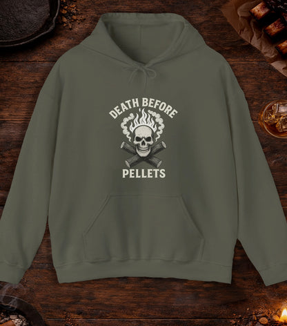 Death Before Pellets White Hoodie - Military Green