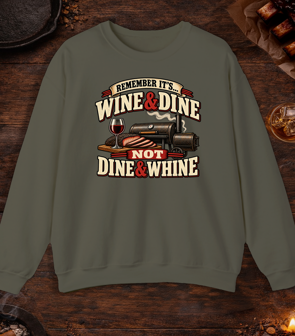 Dine And Whine - Military Green