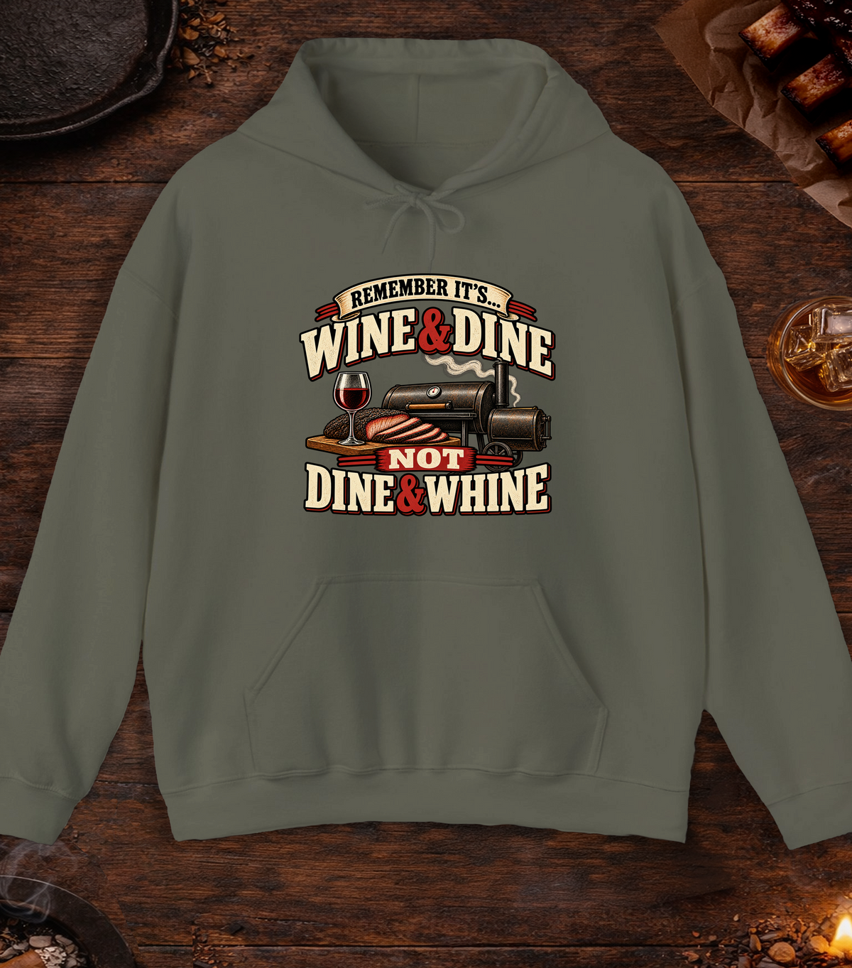 Dine And Whine - Military Green