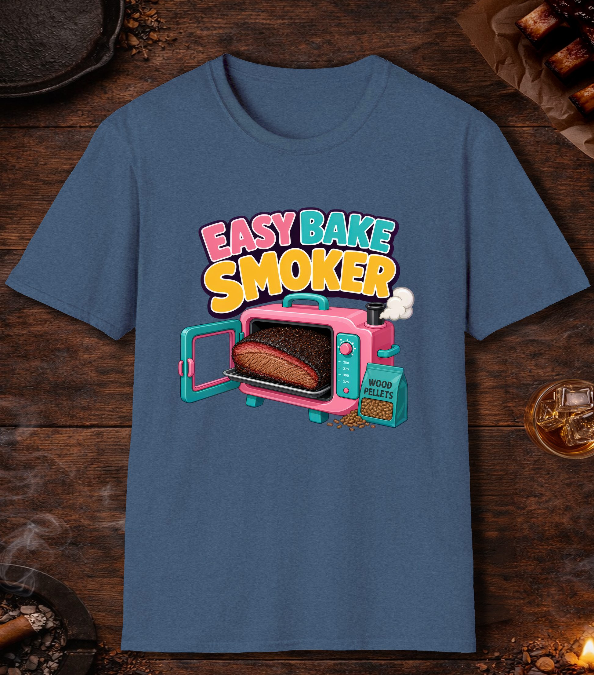 Easy Bake Smoker T-Shirt - Heather Indigo