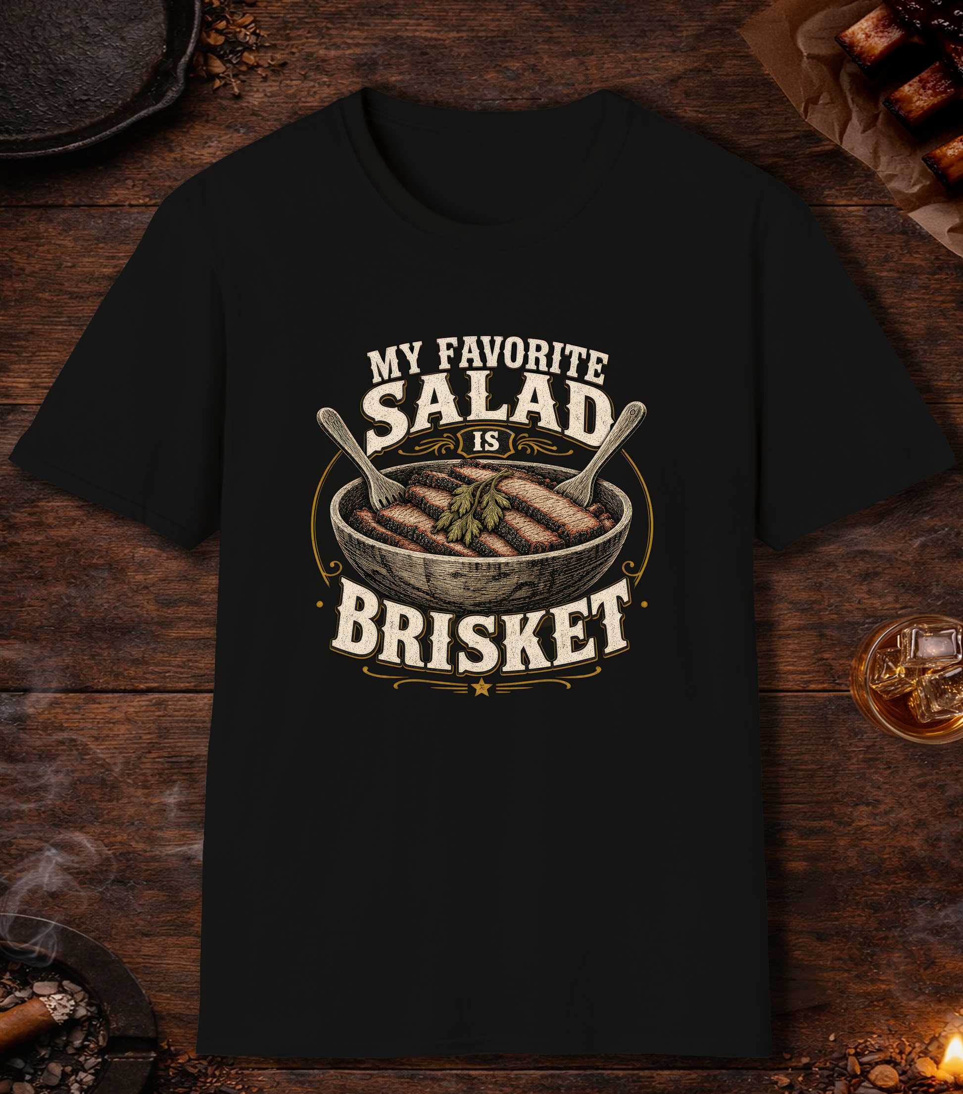 Favorite Salad Is Brisket T-Shirt - Black