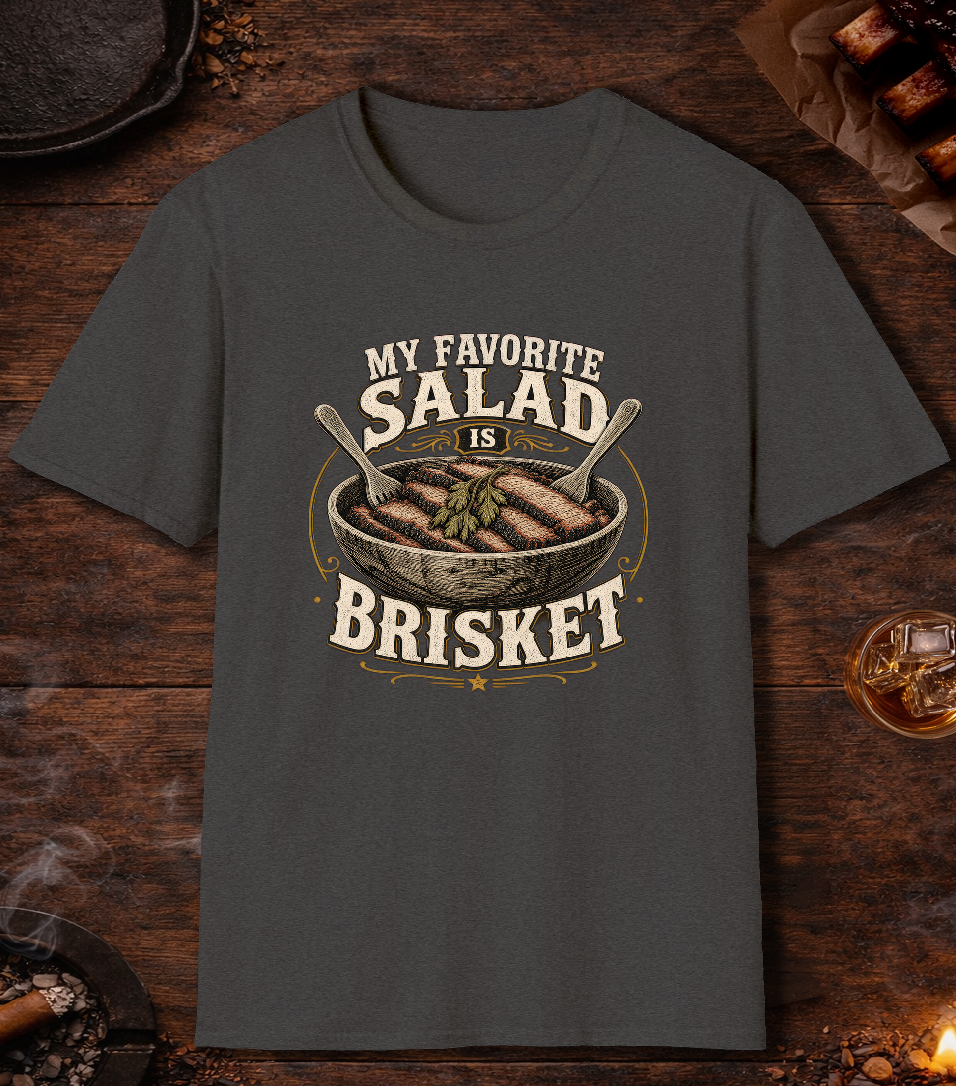 Favorite Salad Is Brisket T-Shirt - Dark Heather