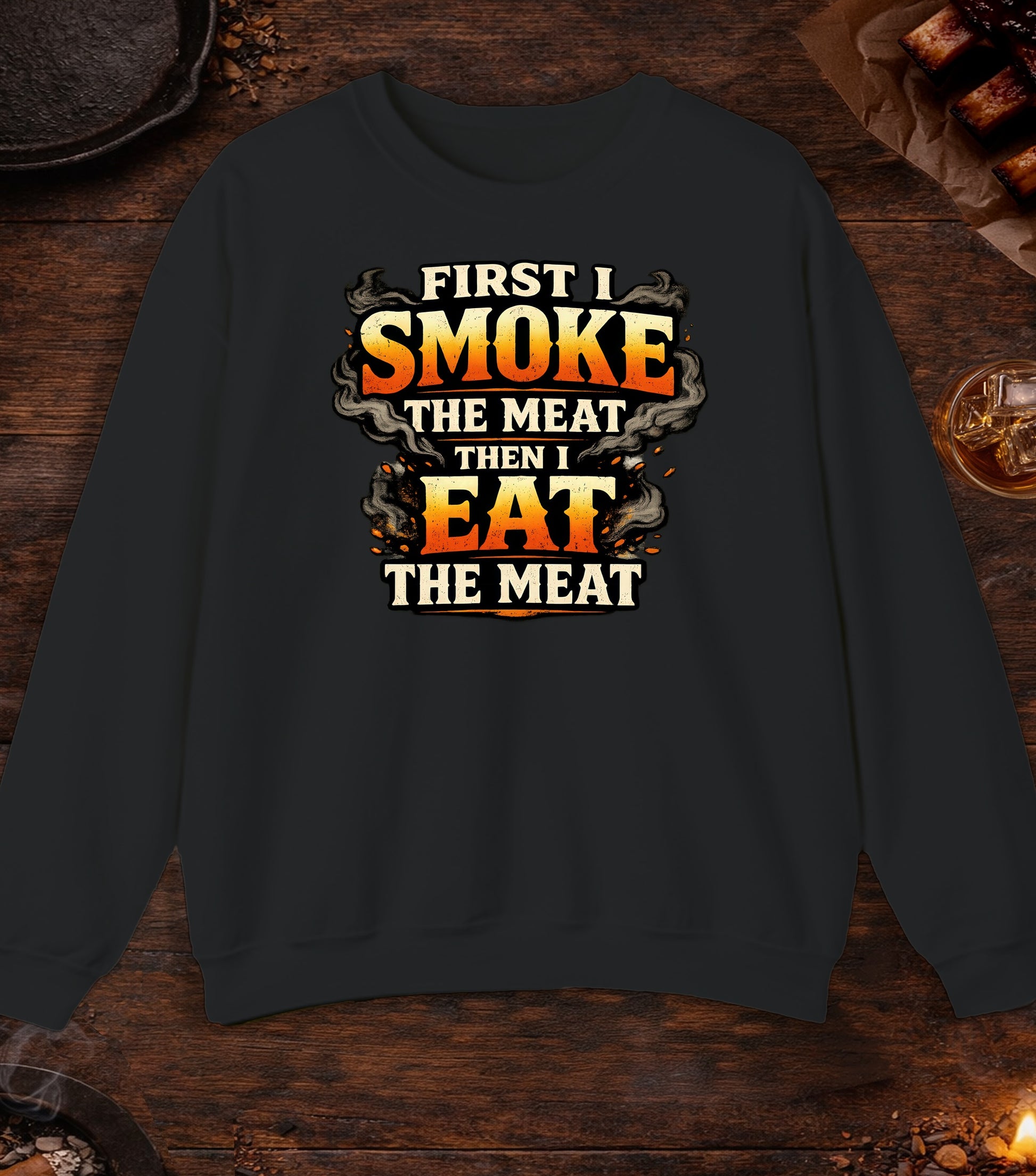 First Smoke Then Eat Crewneck - Black