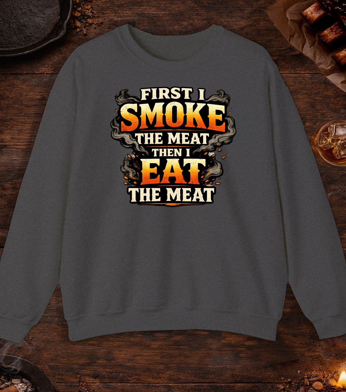 First Smoke Then Eat Crewneck - Dark Heather