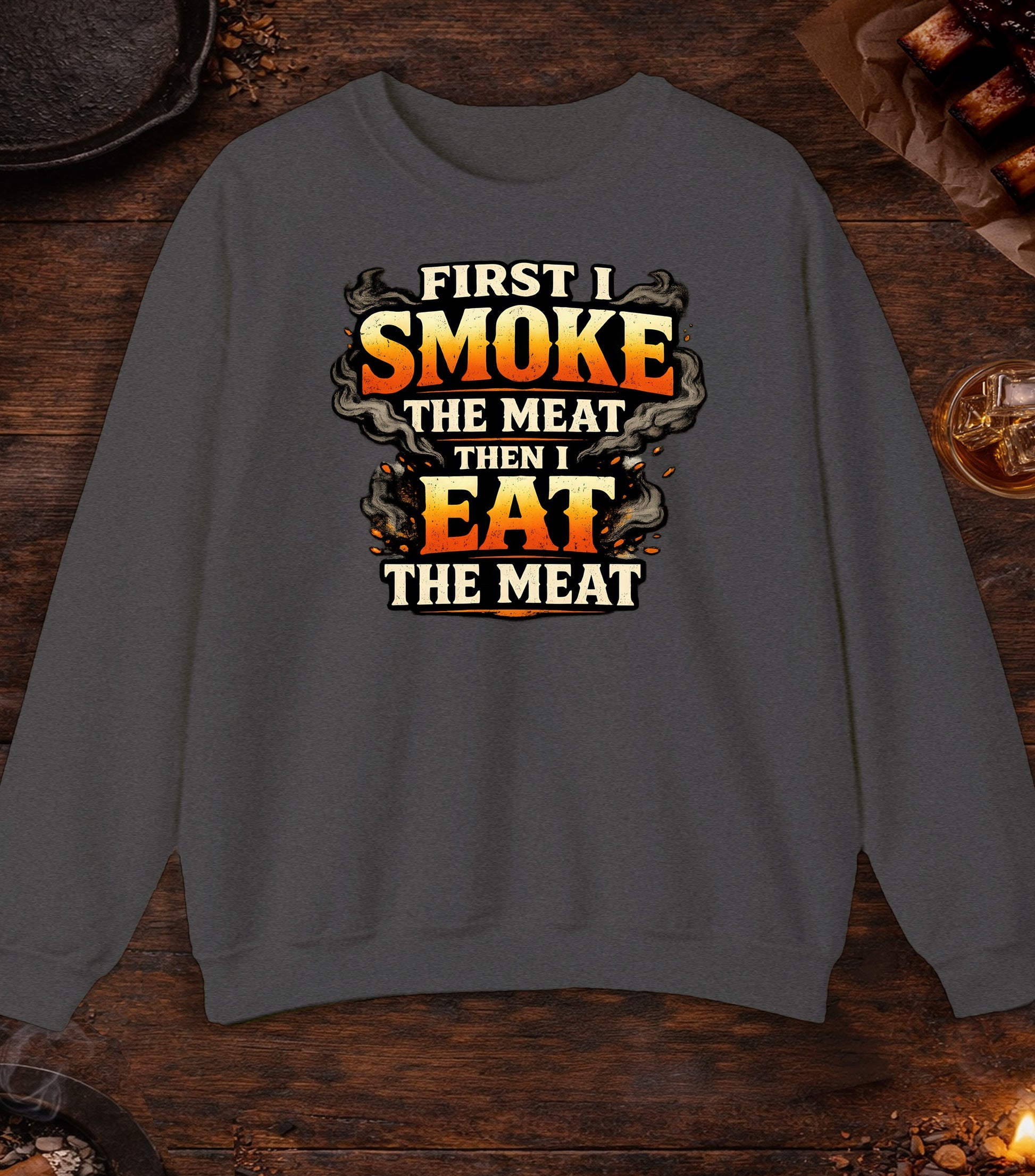 First Smoke Then Eat Crewneck - Dark Heather