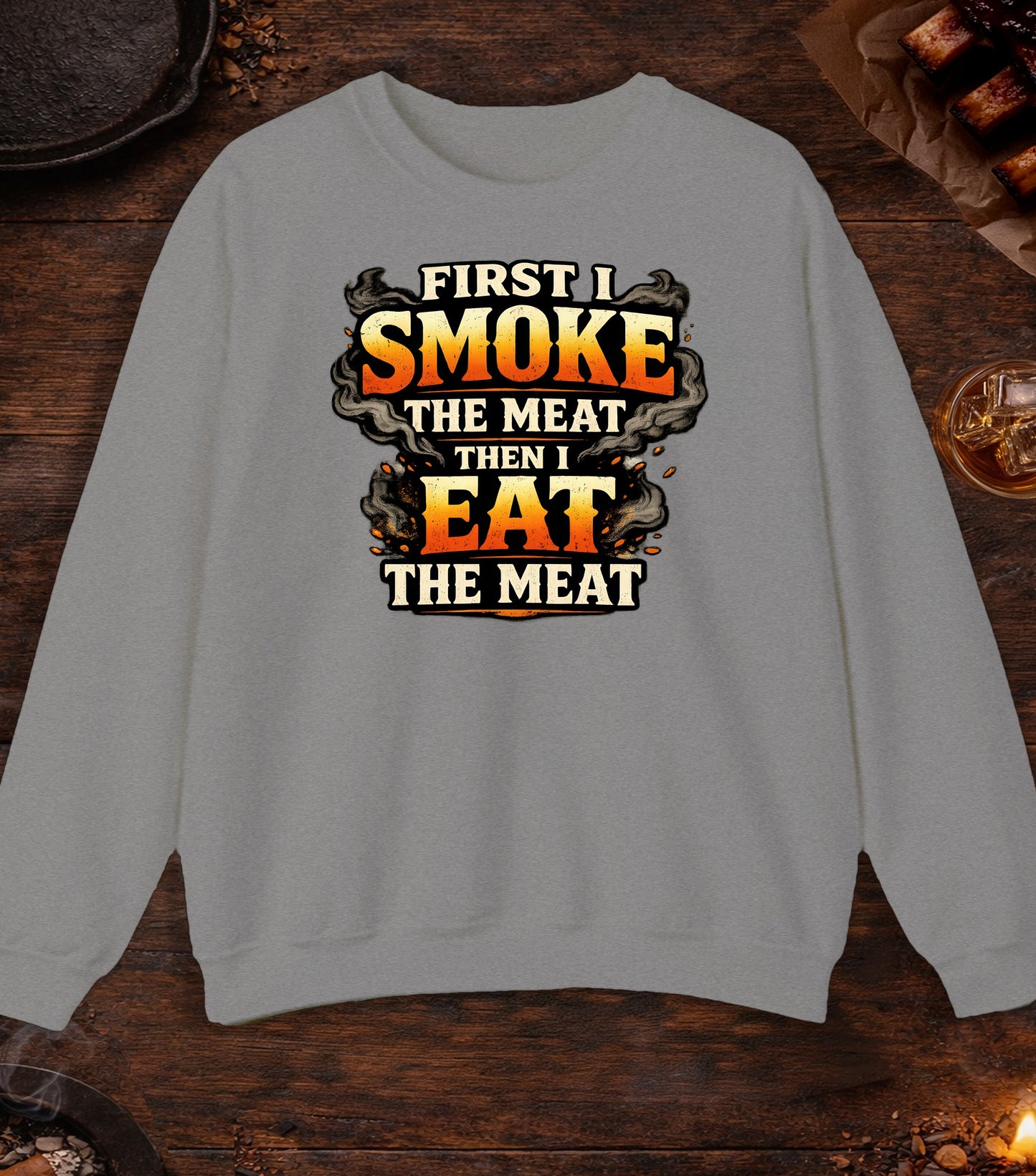 First Smoke Then Eat Crewneck - Sport Grey