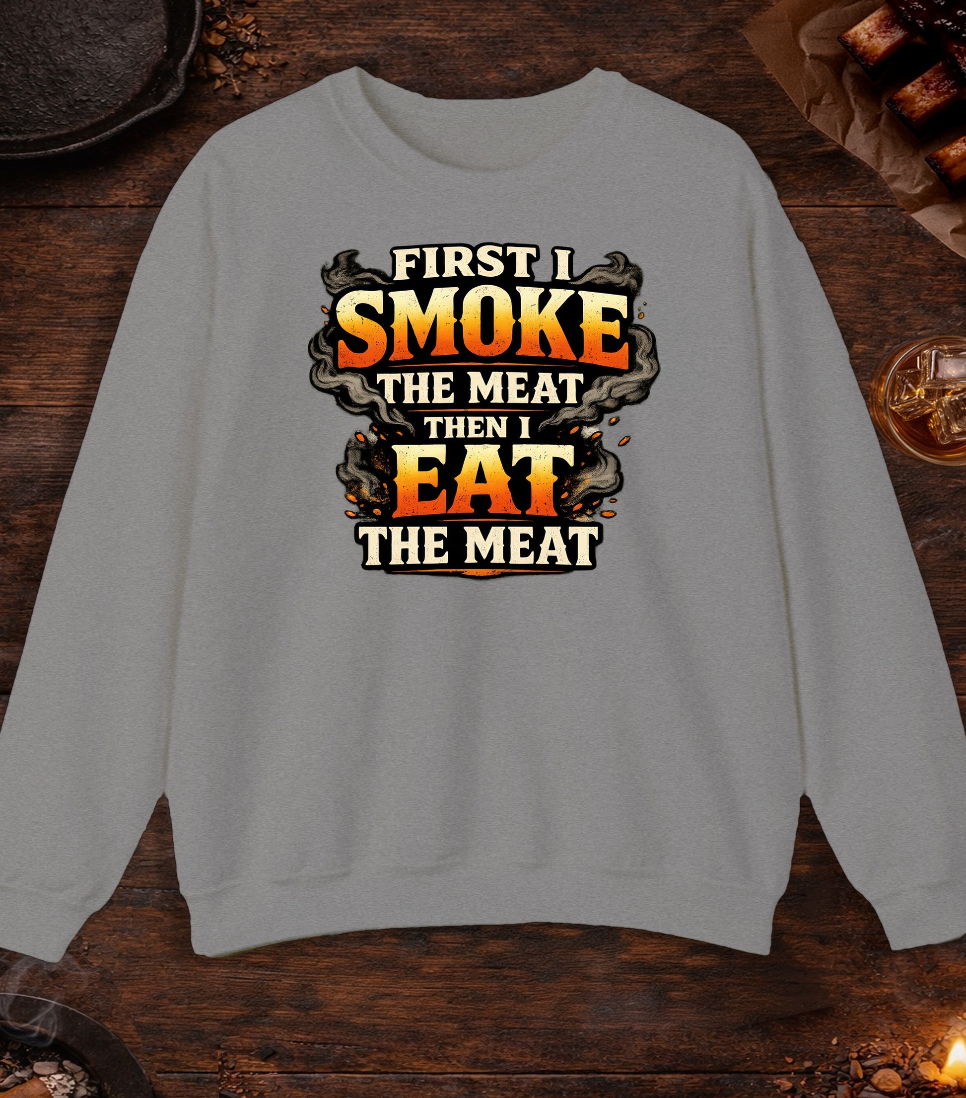 First Smoke Then Eat Crewneck - Sport Grey
