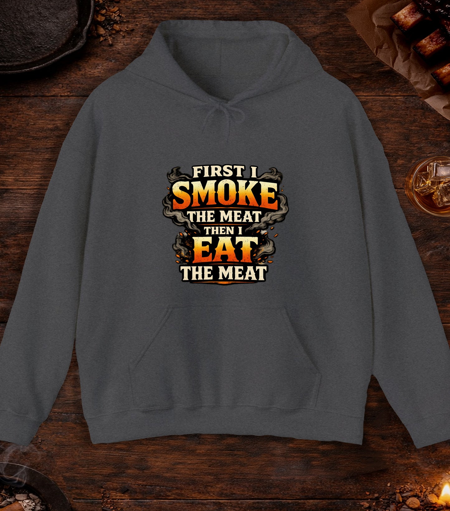 First Smoke Then Eat Hoodie - Dark Heather