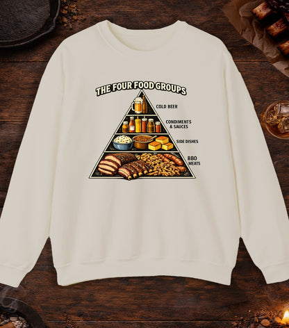 Four BBQ Food Groups Crewneck - Sand