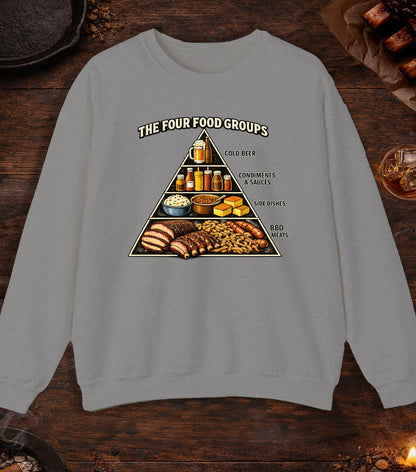 Four BBQ Food Groups Crewneck - Sport Grey