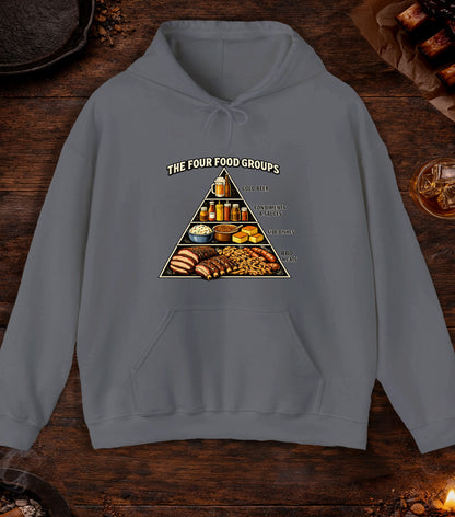 Four BBQ Food Groups Hoodie - Charcoal