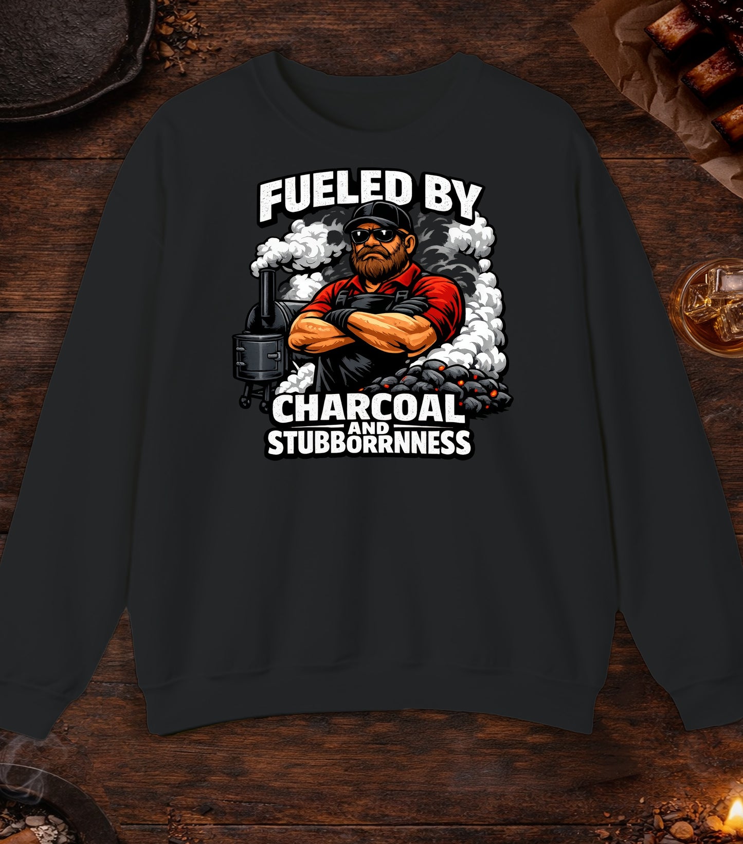 Fueled By Charcoal And Stubborness Crewneck - Black