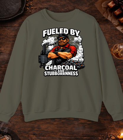 Fueled By Charcoal And Stubborness Crewneck - Military Green