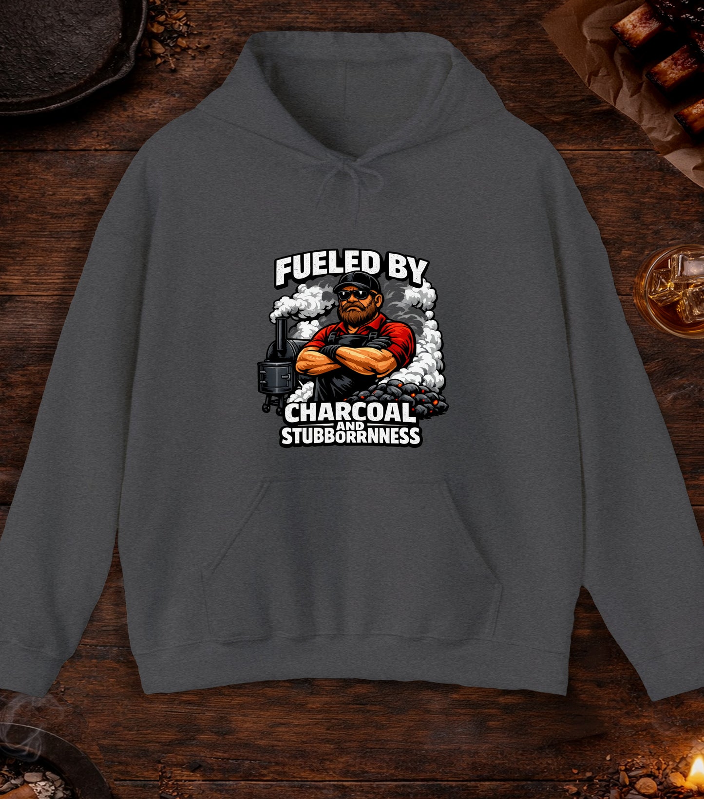Fueled By Charcoal And Stubborness Hoodie - Dark Heather