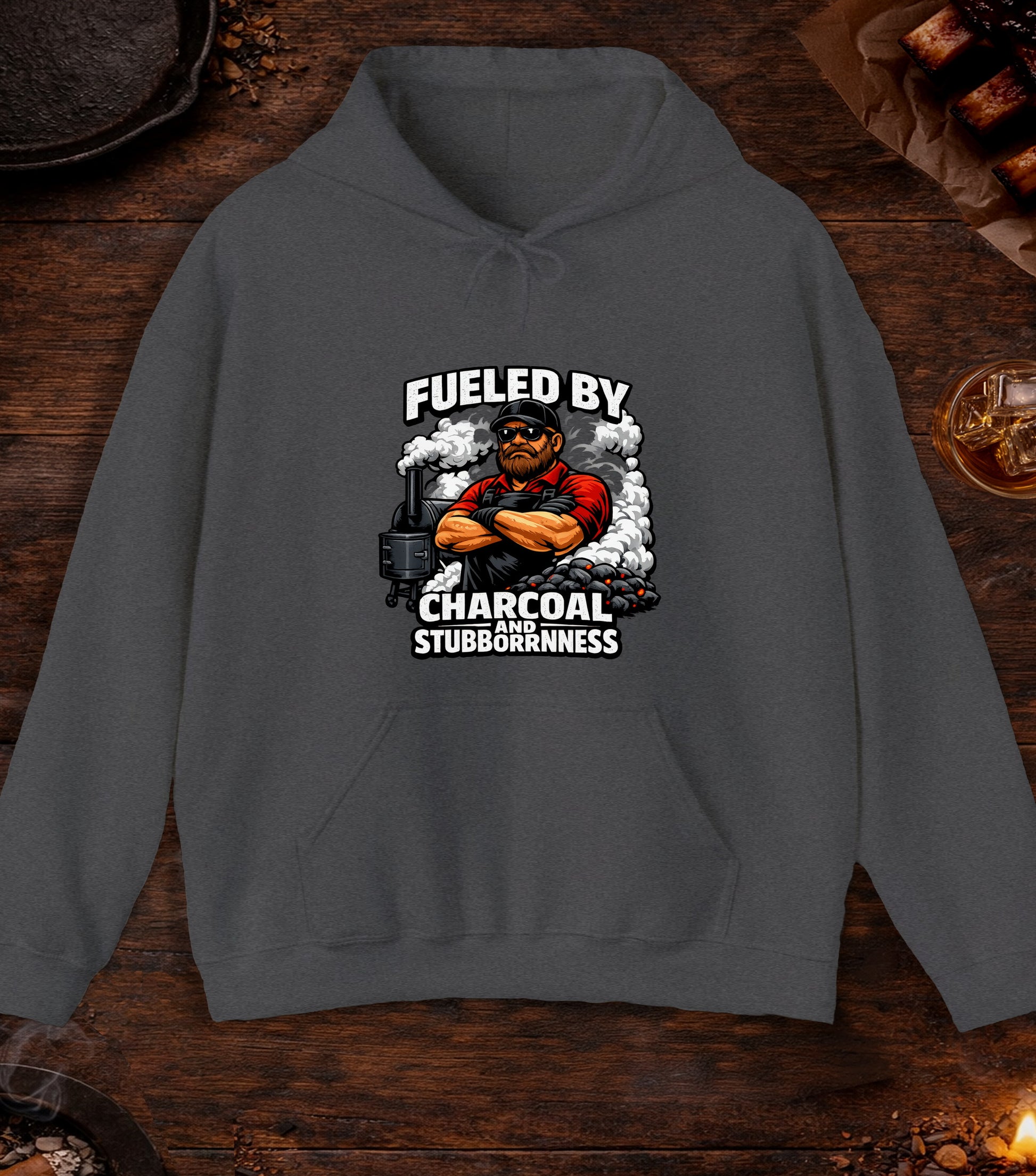 Fueled By Charcoal And Stubborness Hoodie - Dark Heather