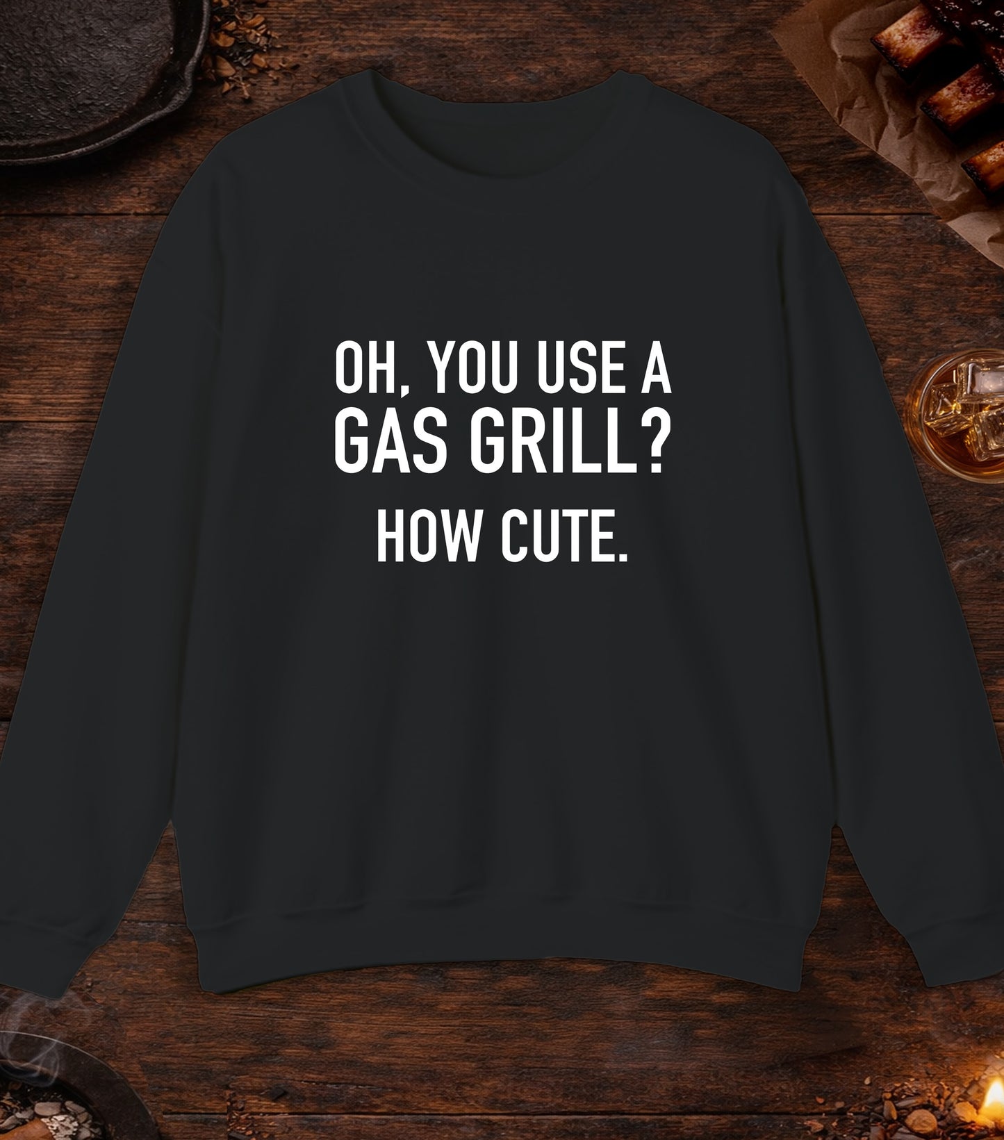 Gas Grill How Cute Crewneck - Black