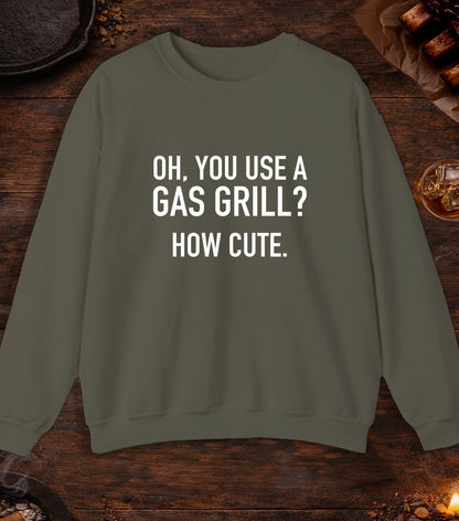 Gas Grill How Cute Crewneck - Military Green