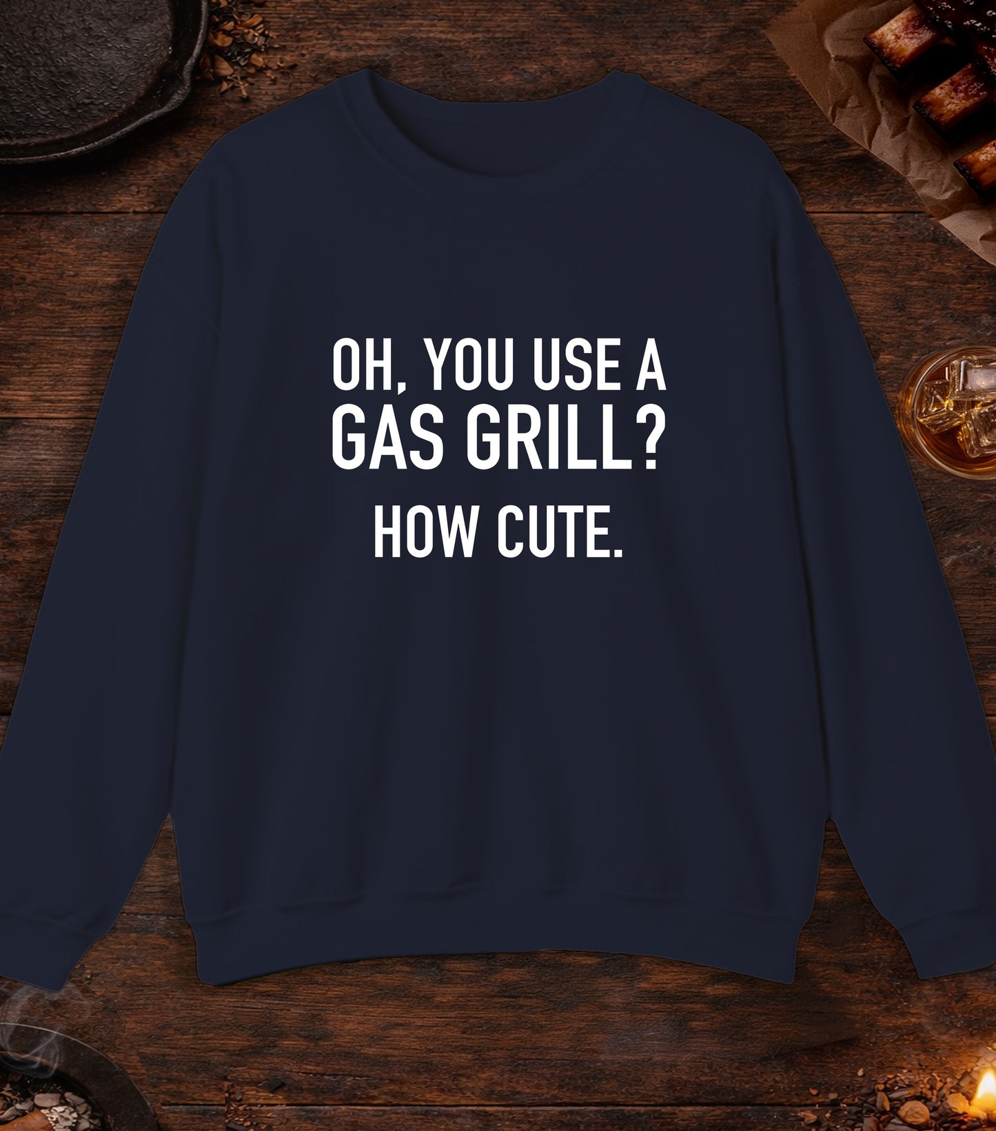 Gas Grill How Cute Crewneck - Navy