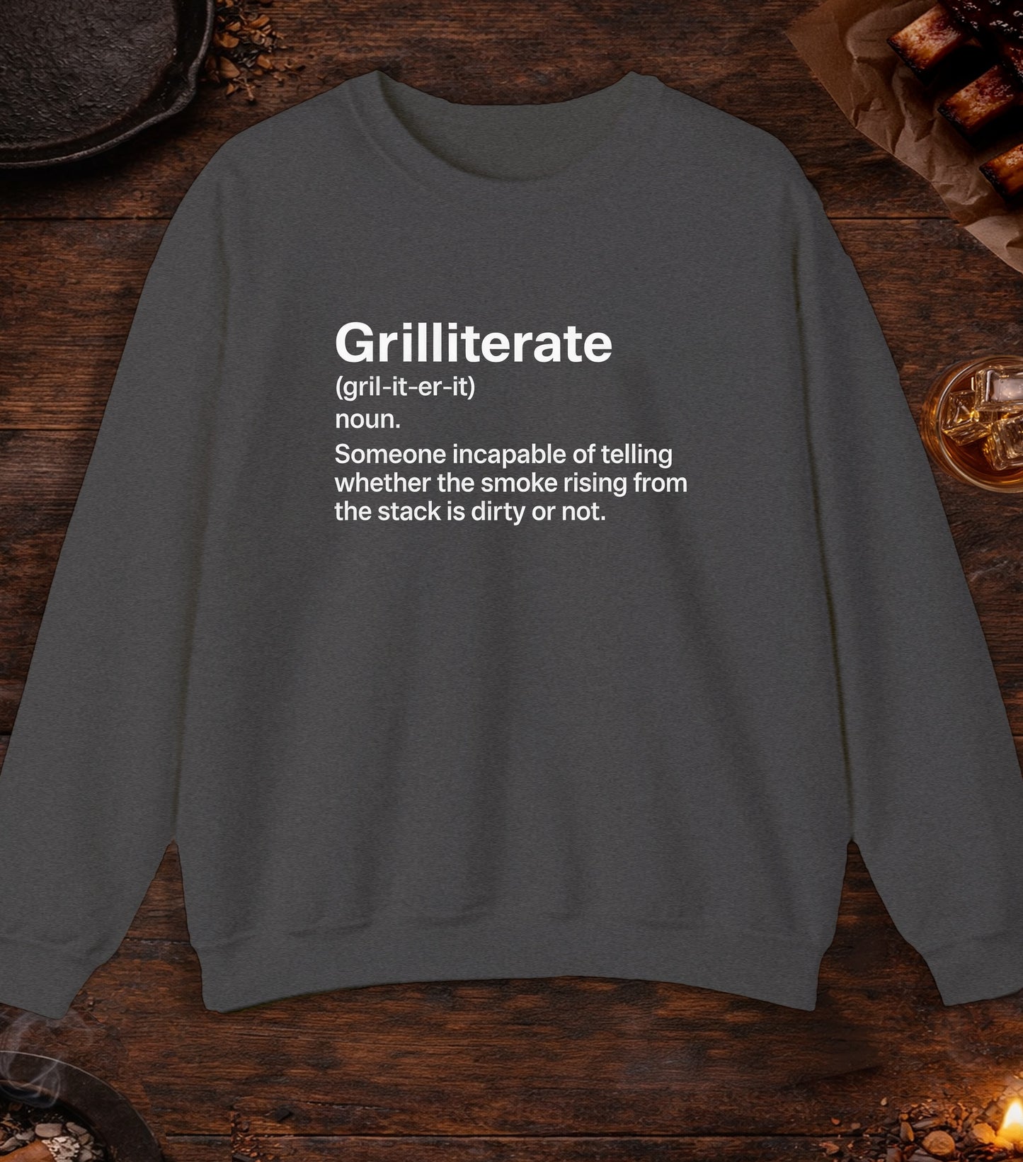 Grilliterate Definition Crewneck - Dark Heather