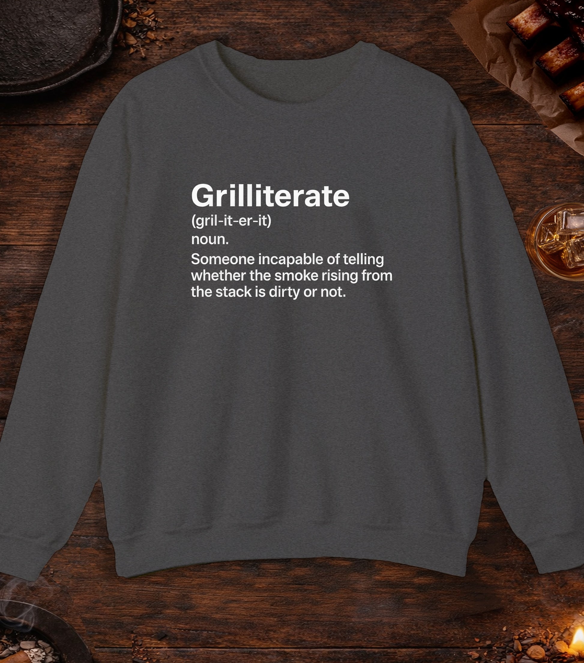 Grilliterate Definition Crewneck - Dark Heather