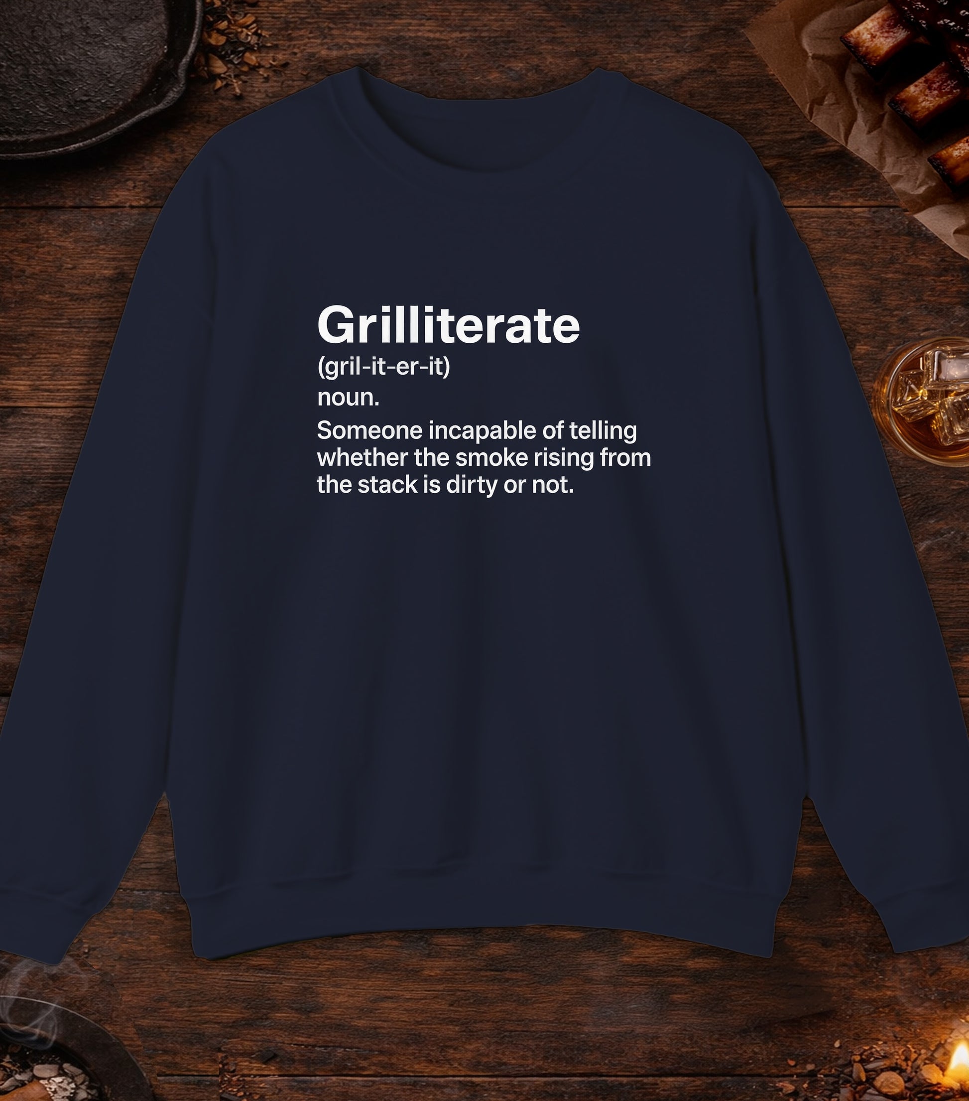 Grilliterate Definition Crewneck - Navy