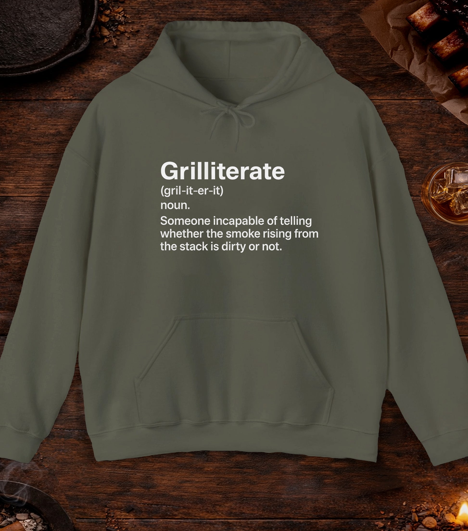 Grilliterate Definition Hoodie - Military Green