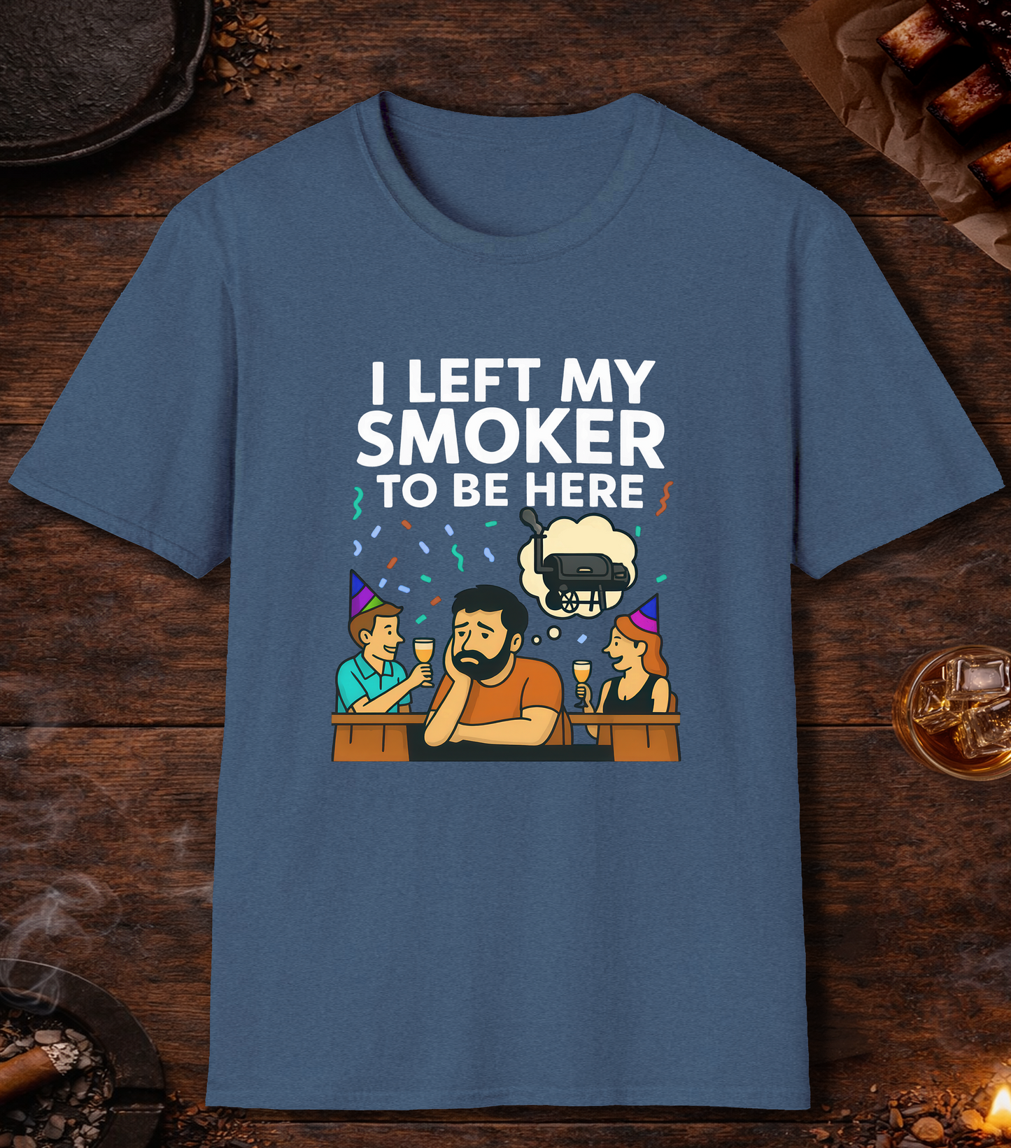 I Left My Smoker To Be Here T-Shirt - Heather Indigo