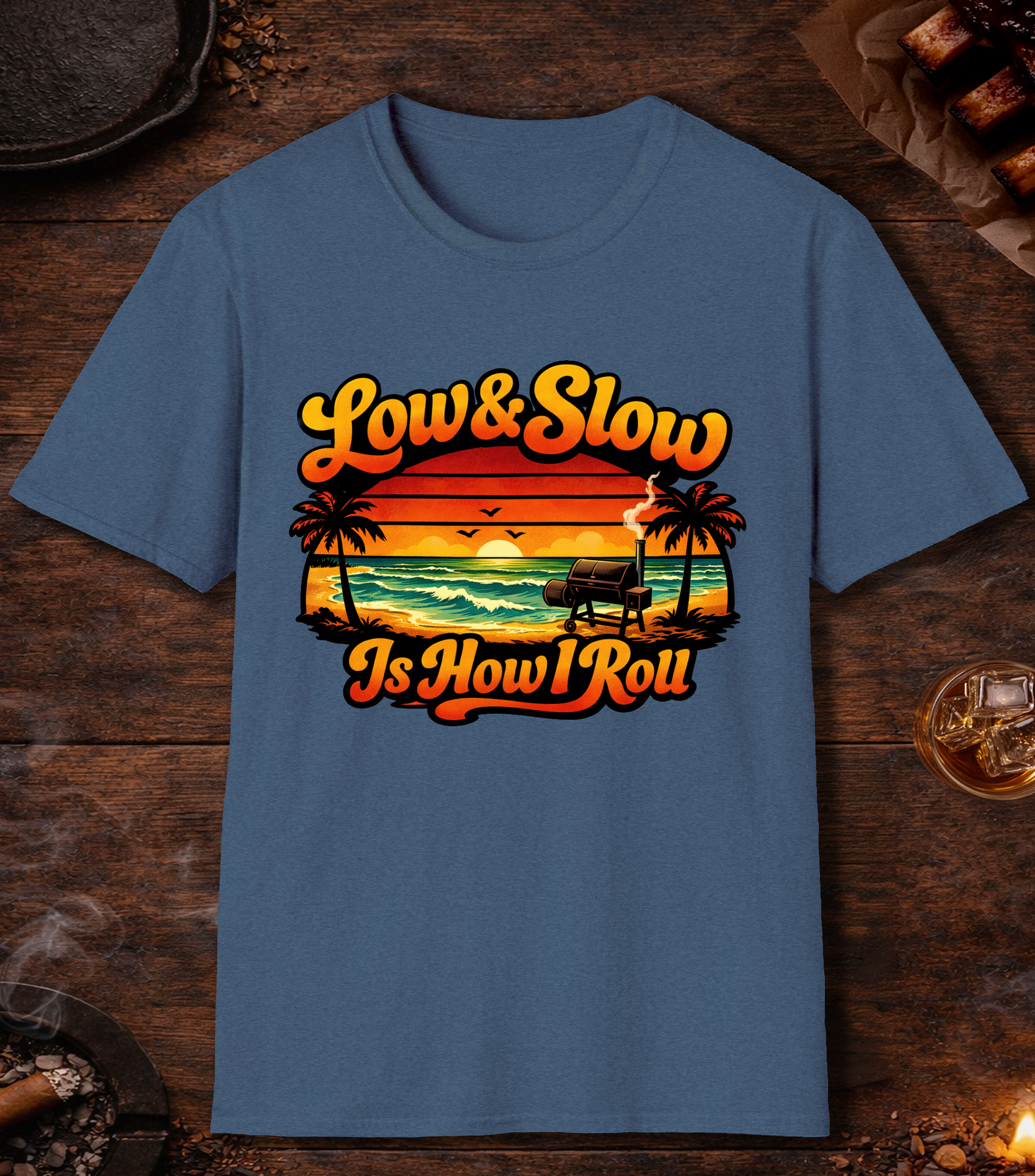 Low And Slow Is How I Roll T-Shirt - Heather Indigo