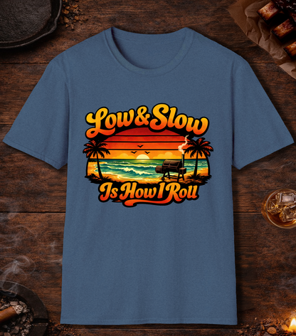 Low And Slow Is How I Roll T-Shirt - Heather Indigo