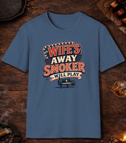 Wife's Away T-Shirt - Heather Indigo