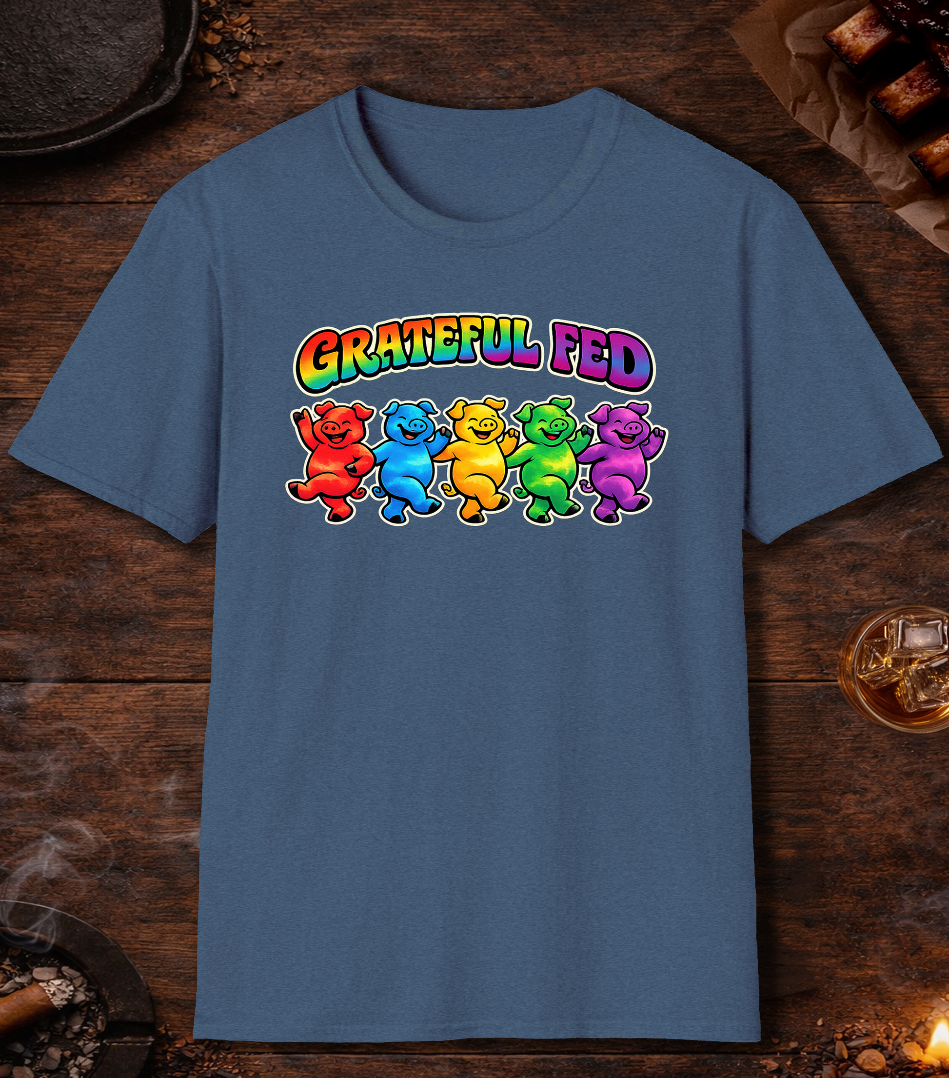 Grateful Fed Parody T-Shirt - Heather Indigo