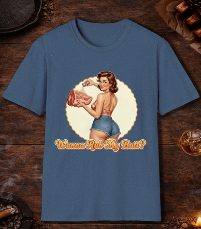 Wanna Rub My Butt T-Shirt - Heather Indigo